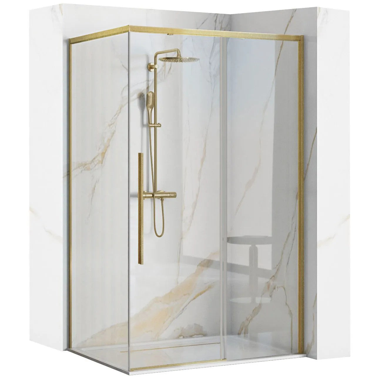 Zuhanykabin SOLAR GOLD Brush 100x80 Fehér Savoy Zuhanytálcával 1