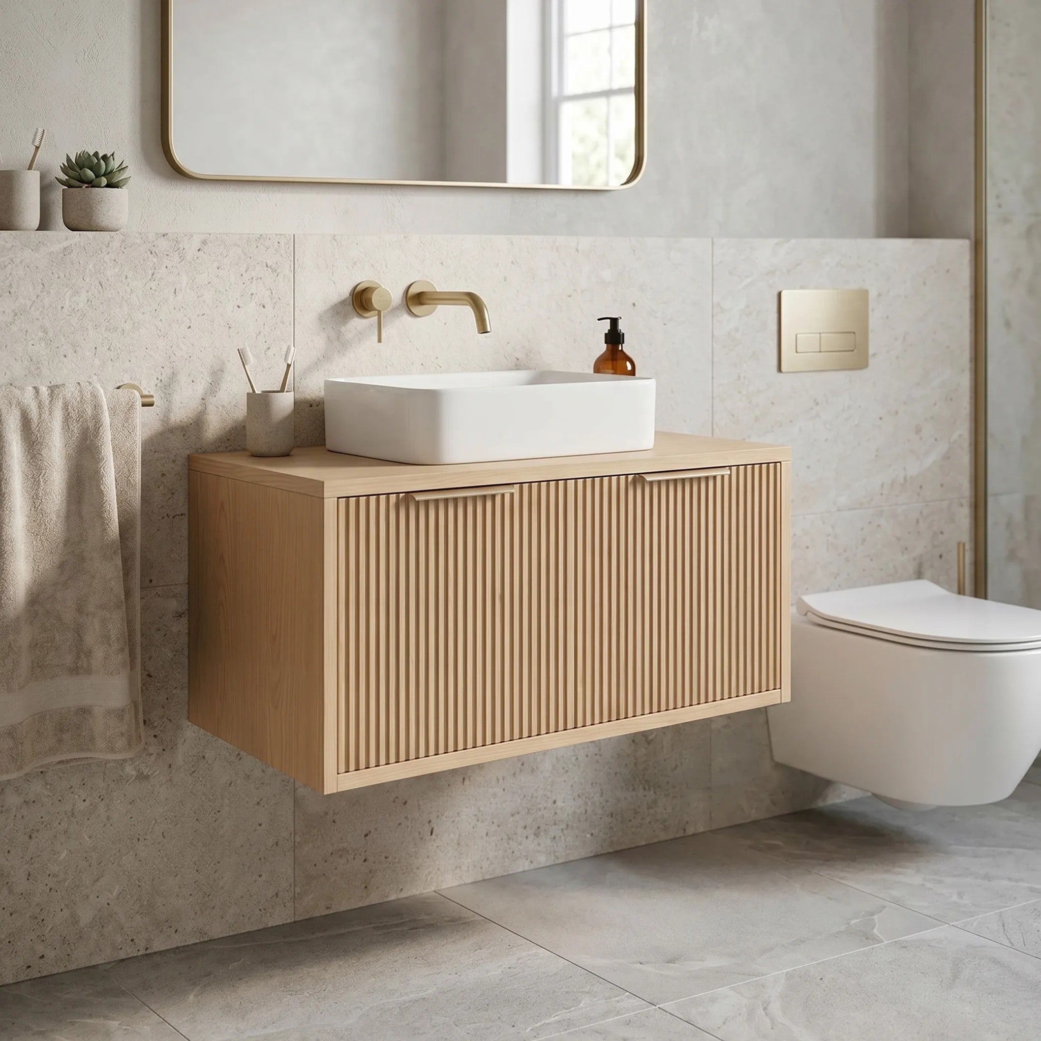 Mosdószekrény Rea Core 80cm Beige 1