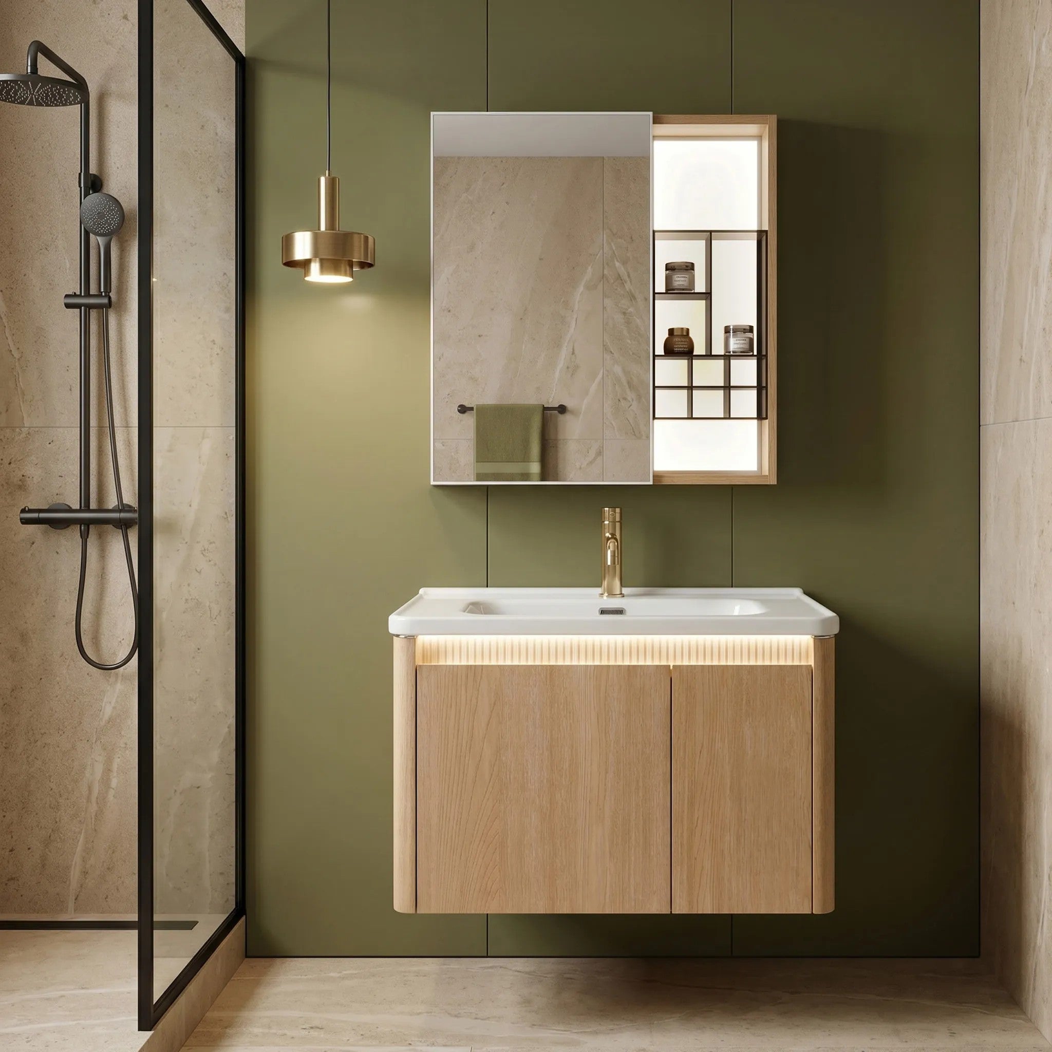 Fürdőszobabútor Szett Mosdóval DE07-70 Oak 70CM 1