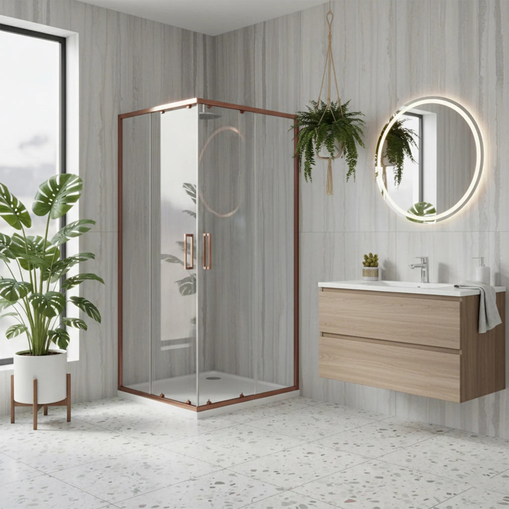 Zuhanykabin Rea City 80x80 Copper Brush Fehér Savoy Zuhanytálcával 1