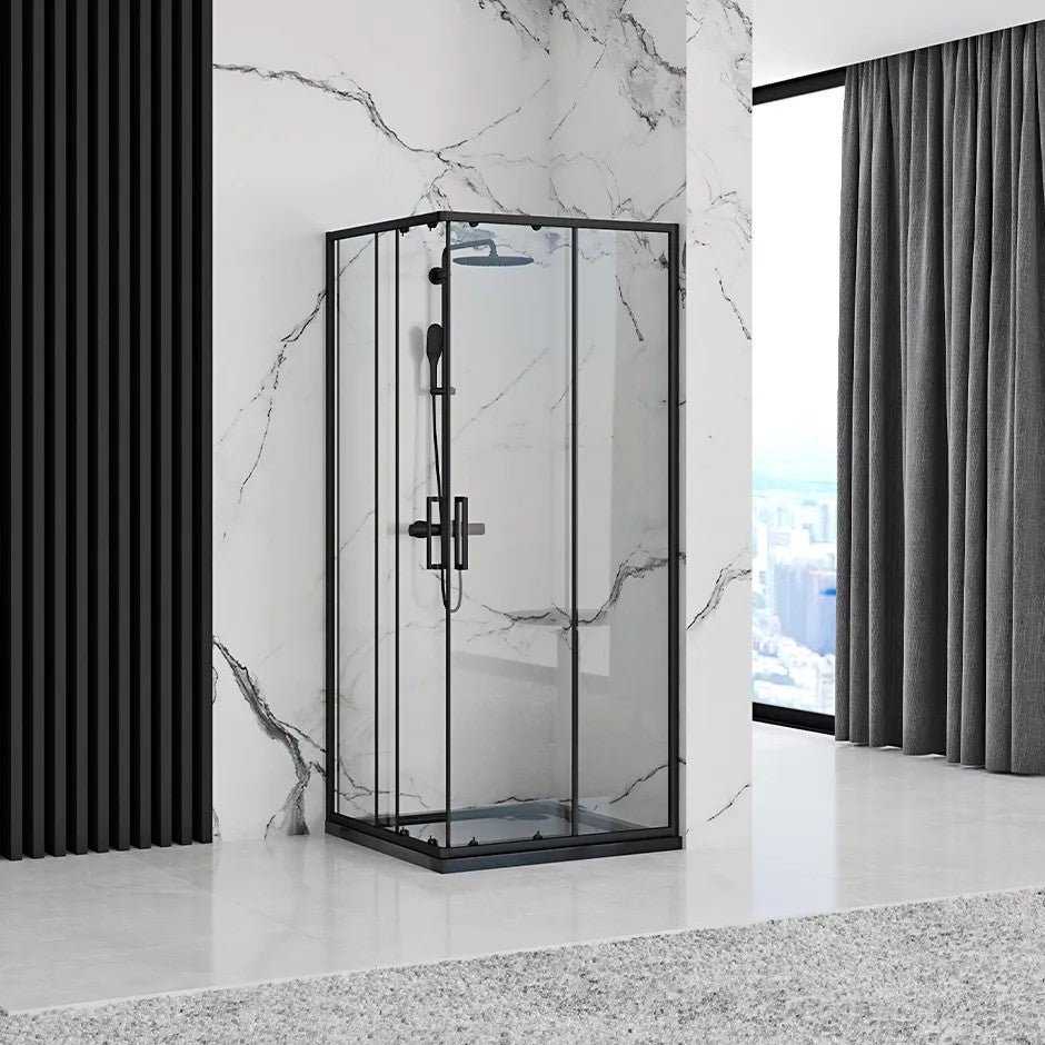 Zuhanykabin Rea Punto Black 80x80 Fehér Savoy Zuhanytálcával 2