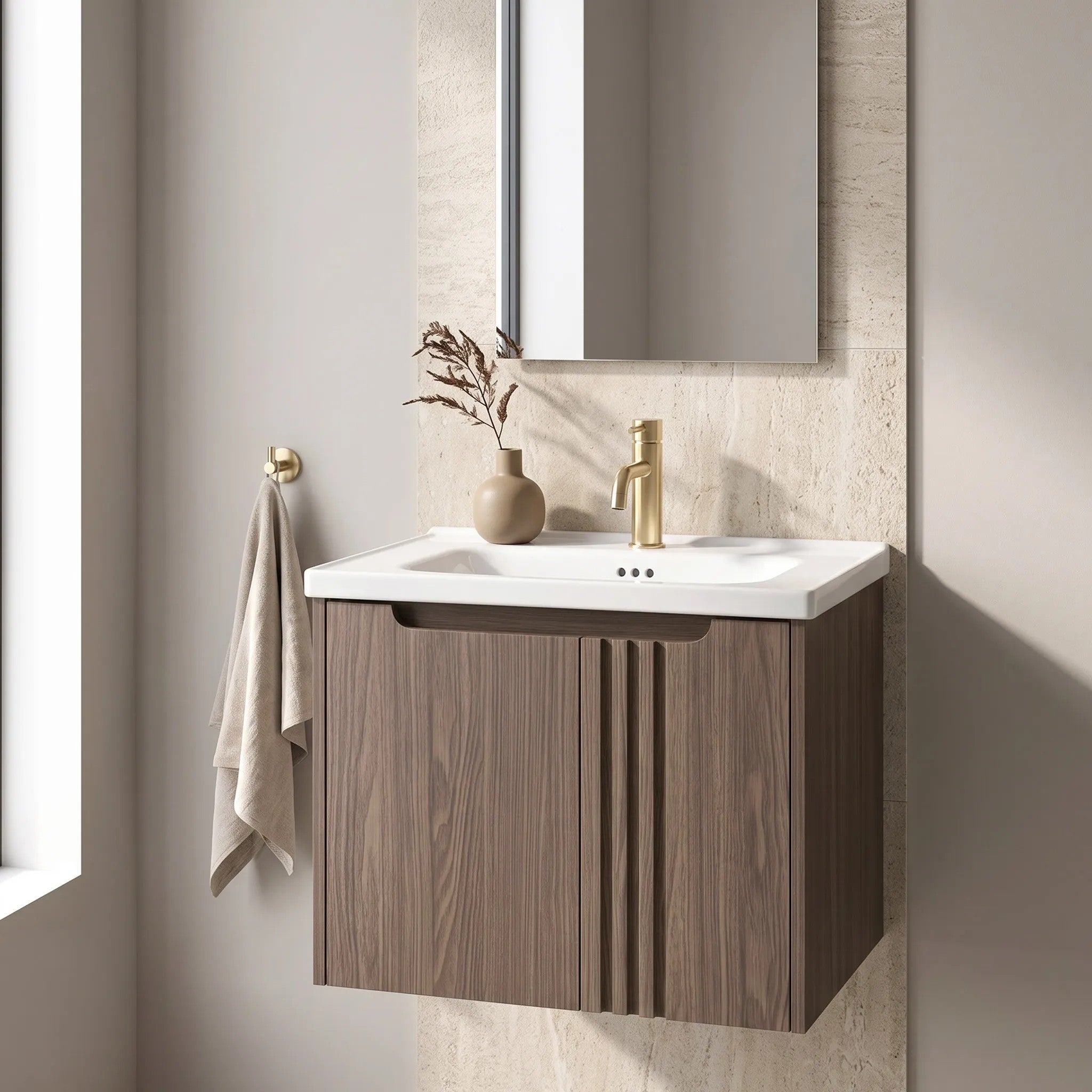Fürdőszobaszekrény Mosdókagylóval Rea DB86-60L-1 Dark 60cm 2