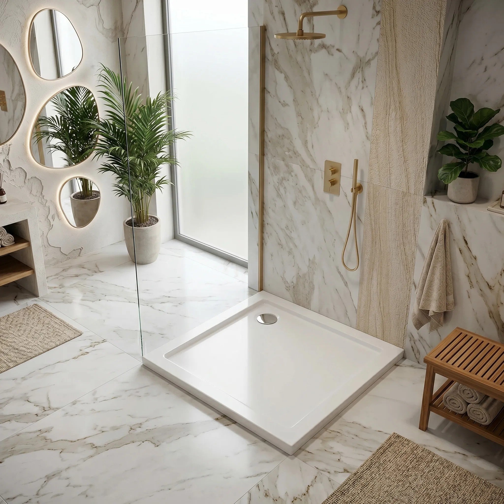 Zuhanytálca Rea Belmond White 90x90 Chrome 2