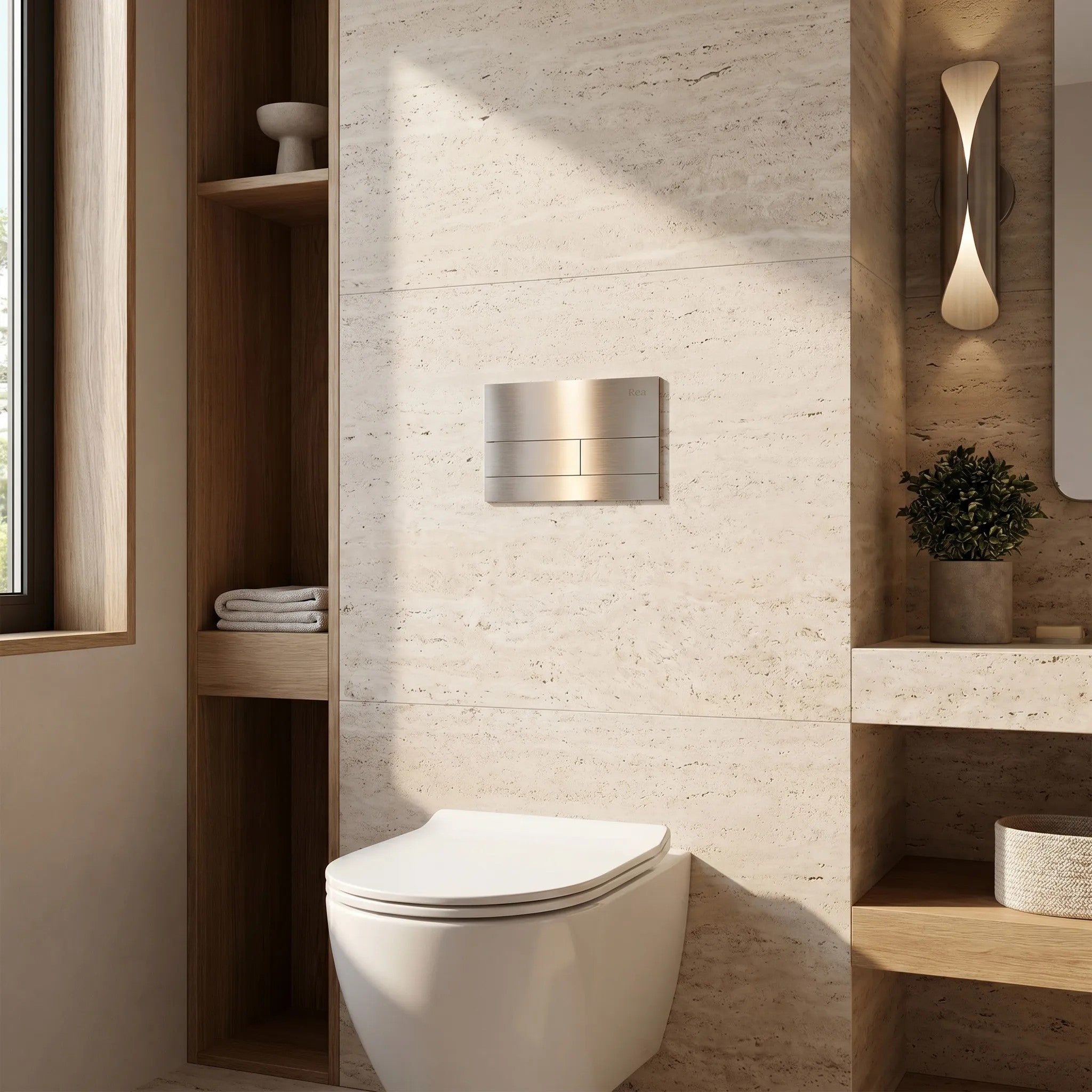 Beépíthető WC Tartókeret Szett Slim 024N T Brush Steel Nyomólappal 2