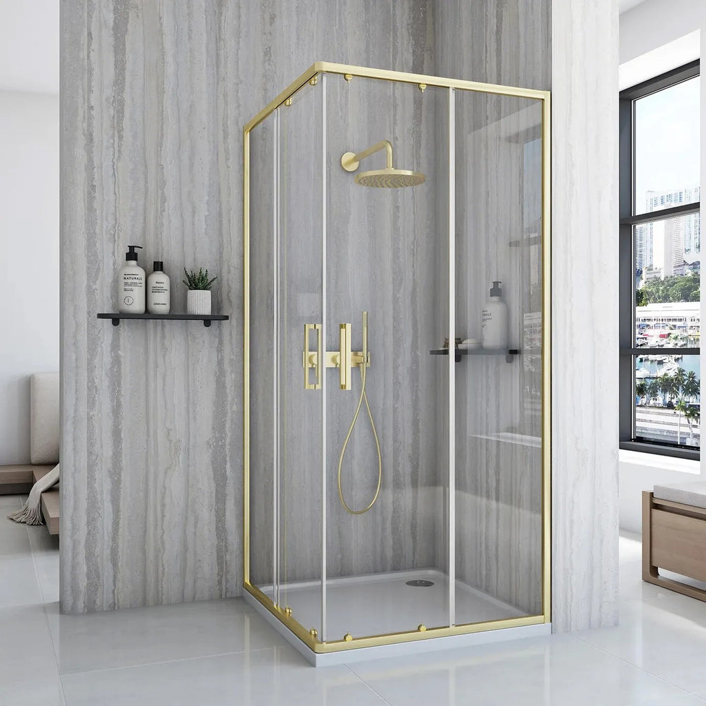 Zuhanykabin Rea City 80x100 Brush Gold Fehér Savoy Zuhanytálcával 2