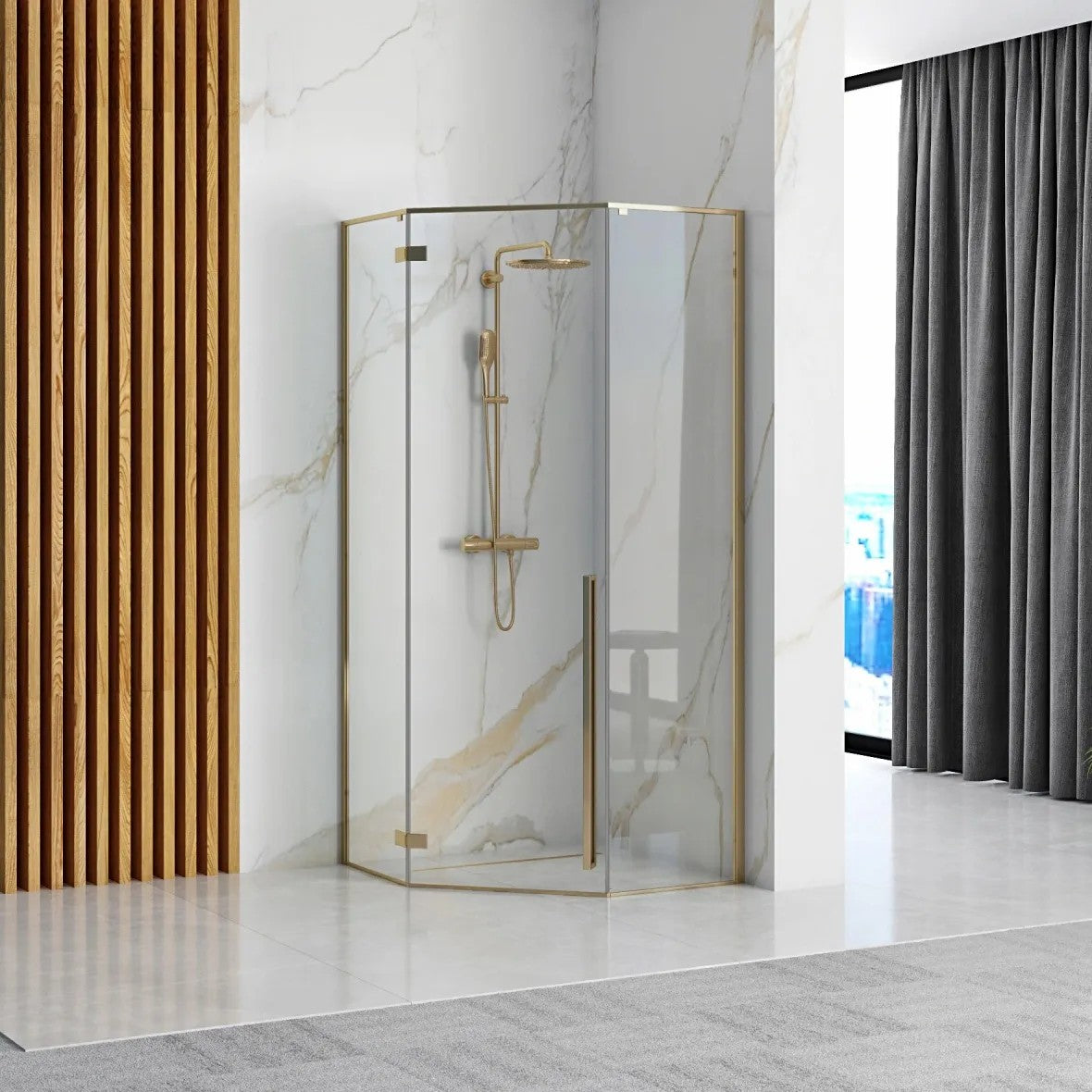 Zuhanykabin DIAMOND GOLD 90x90 Zuhanytálca Nélkül 2