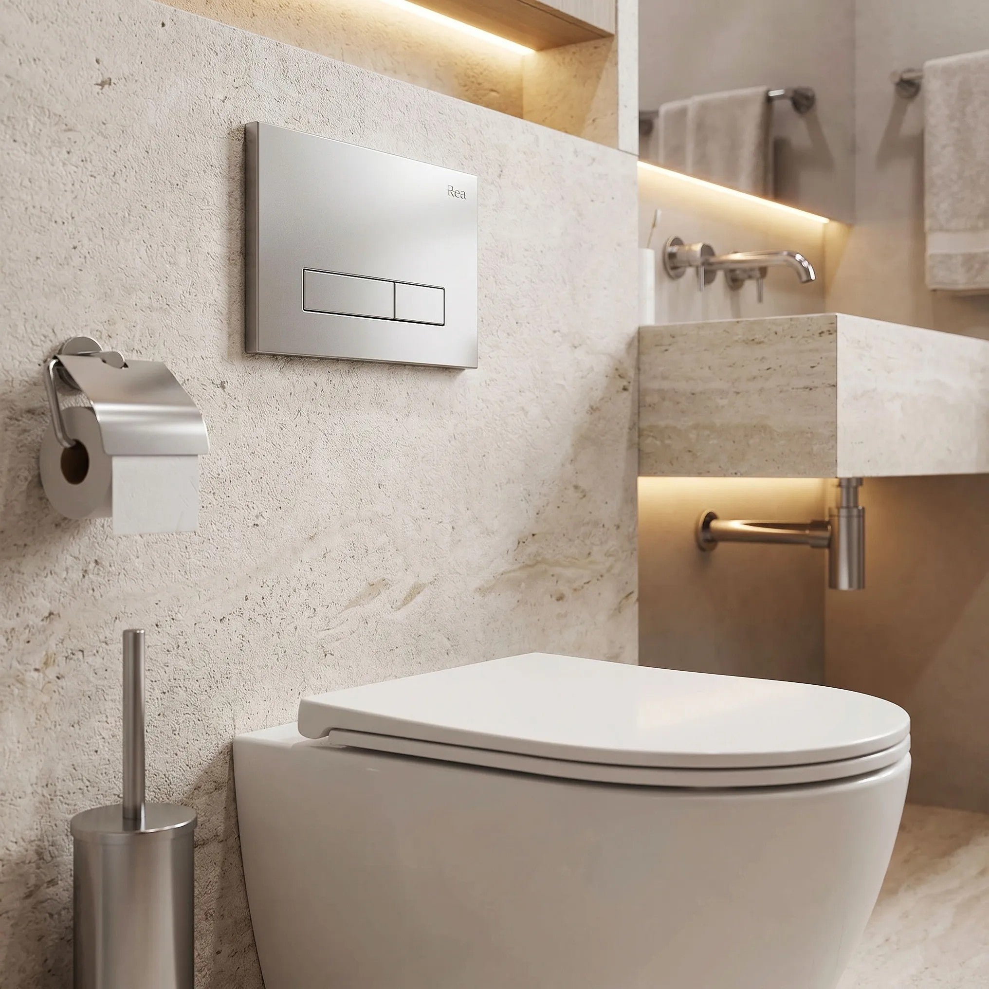 Beépíthető WC Tartókeret Szett Slim 024N HD Satin Nyomólappal 2