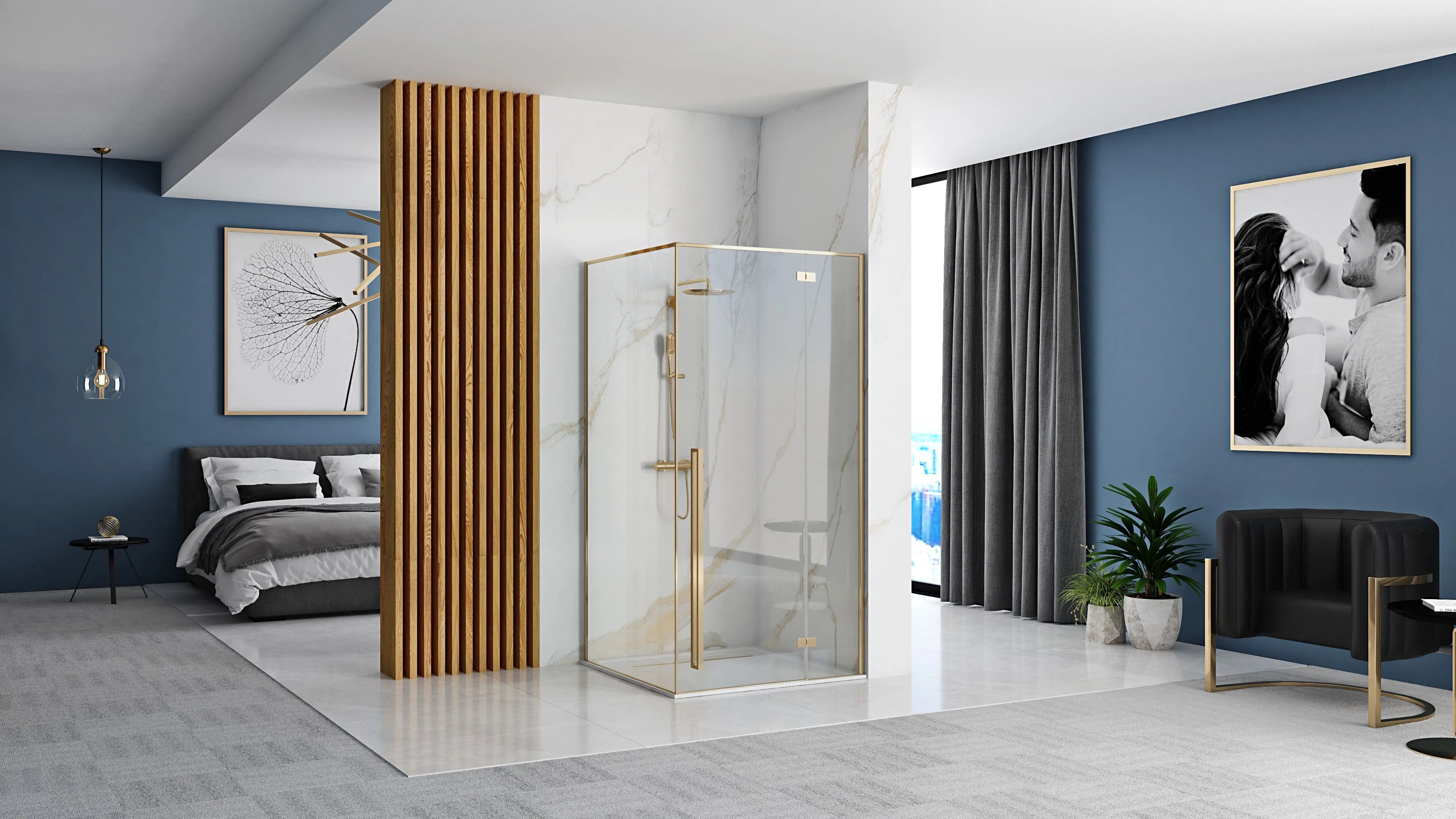 Zuhanykabin Fargo 100x80 Gold Fehér Savoy Zuhanytálcával 2