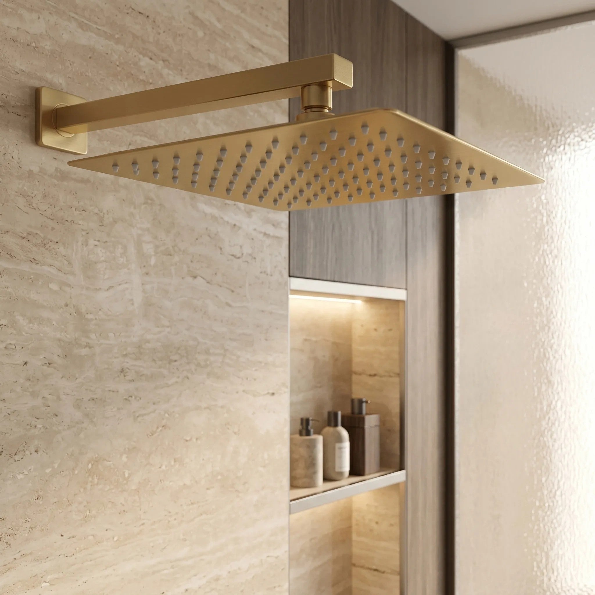 Négyzet Alakú Zuhanyfej REA JS-P015BG 30cm Brush Gold 2