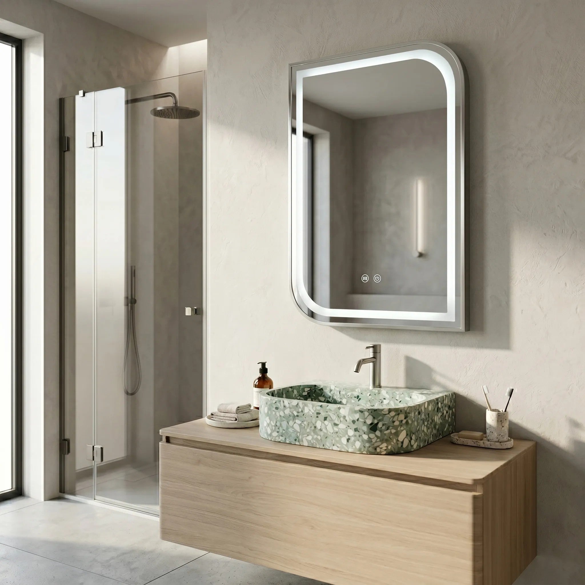 LED Tükör ZONE 70x50 BRUSH NICKEL 2