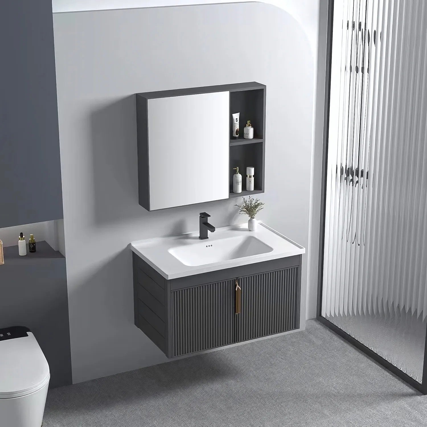 Fürdőszobabútor Szett Mosdóval Astor 60cm Grey 2