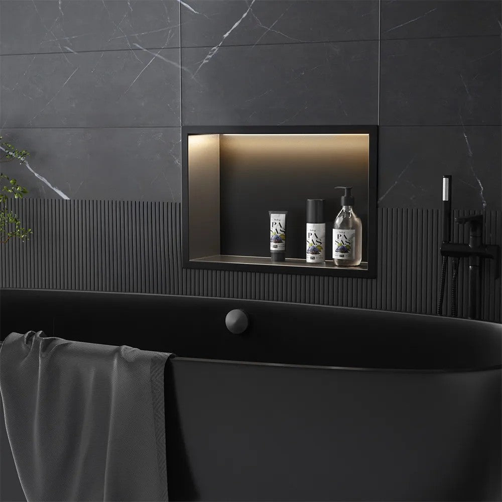 Süllyesztett Fürdőszobai Polc LED 30x45 Black 2