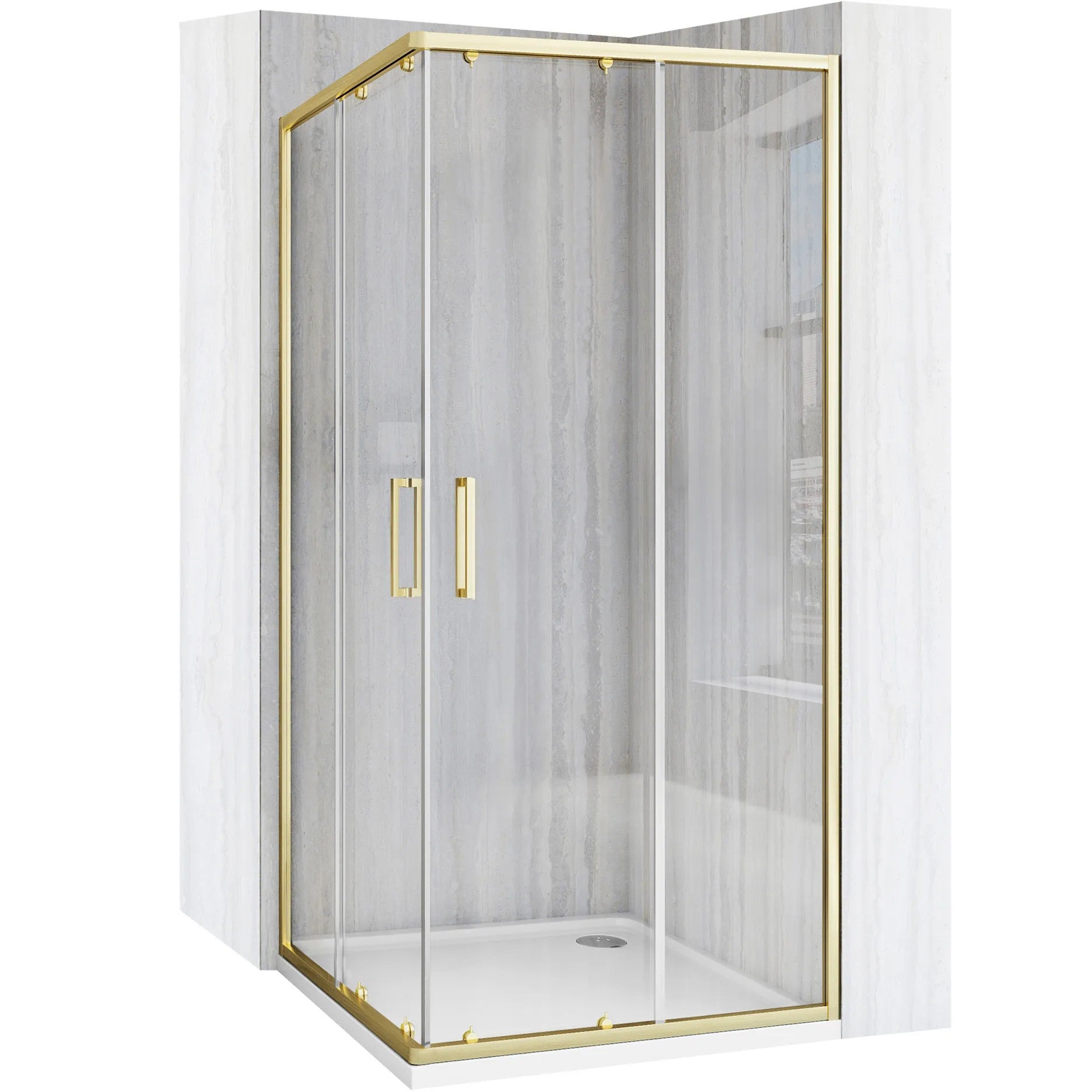 Zuhanykabin Rea City 80x80 Gold Brush Fehér Savoy Zuhanytálcával 2