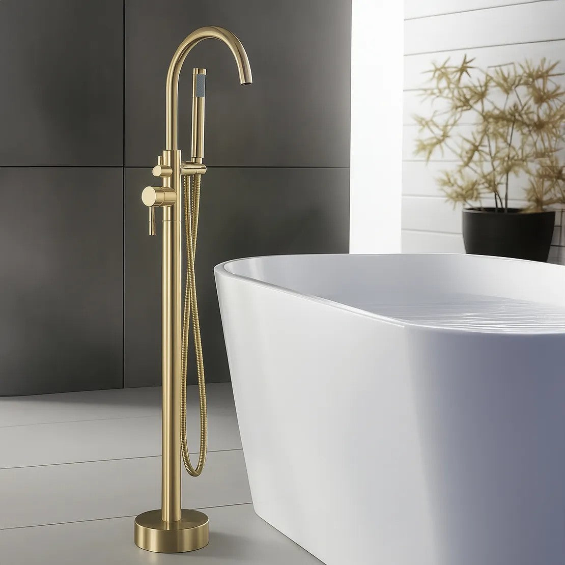 Szabadon Álló Padló Csaptelep Rea Lungo Brush Gold 2