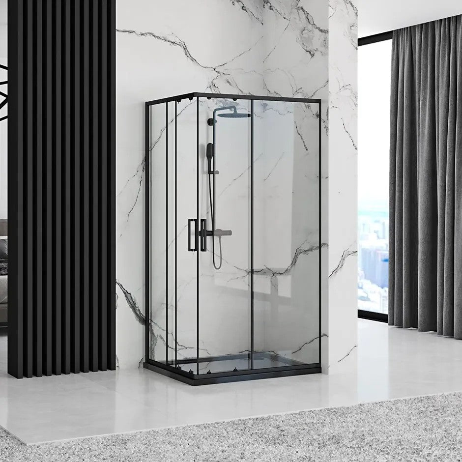 Zuhanykabin Rea Punto Black 80x100 Fehér Savoy Zuhanytálcával 2
