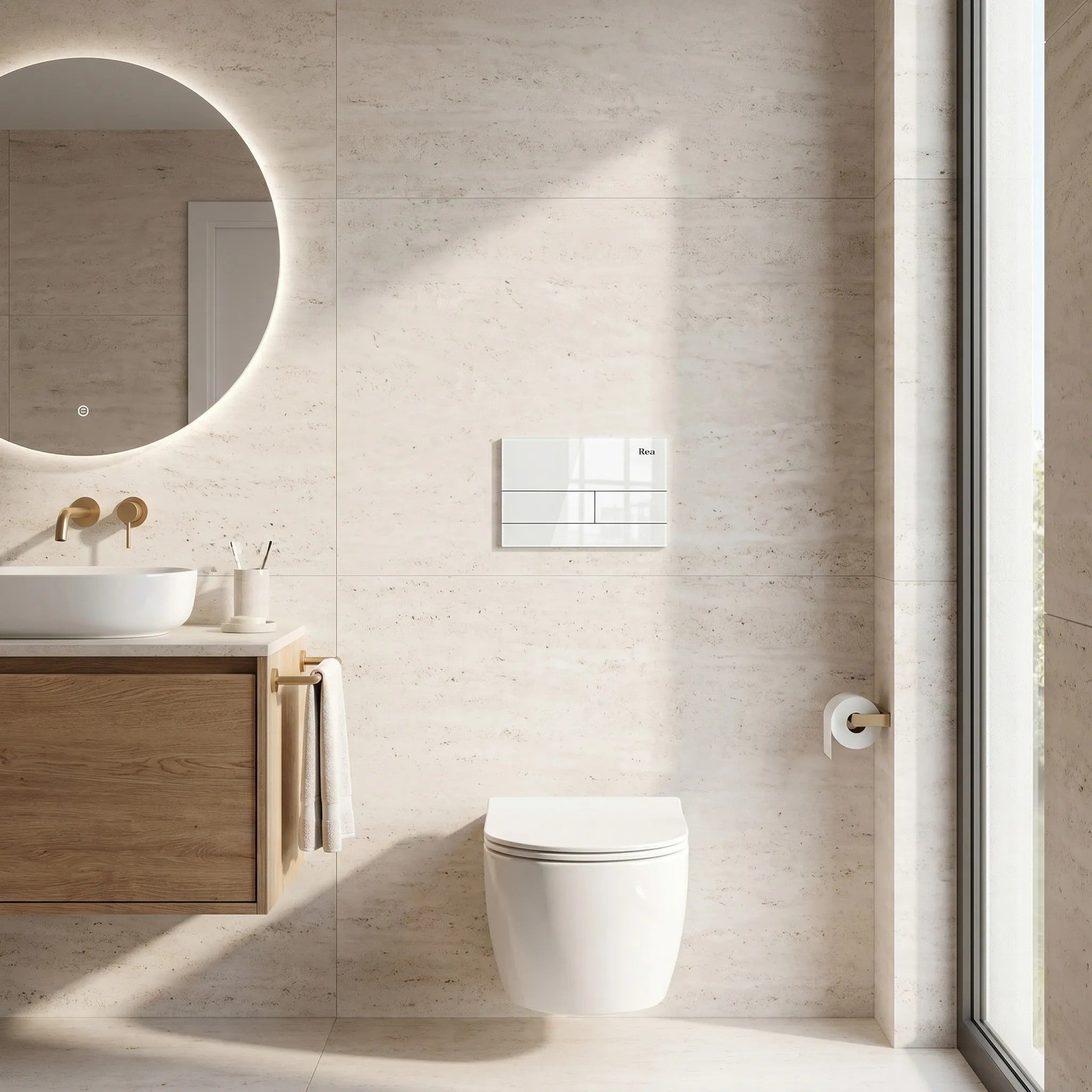 Beépíthető WC Tartókeret Szett Slim 024N T White Glass Nyomólappal 2