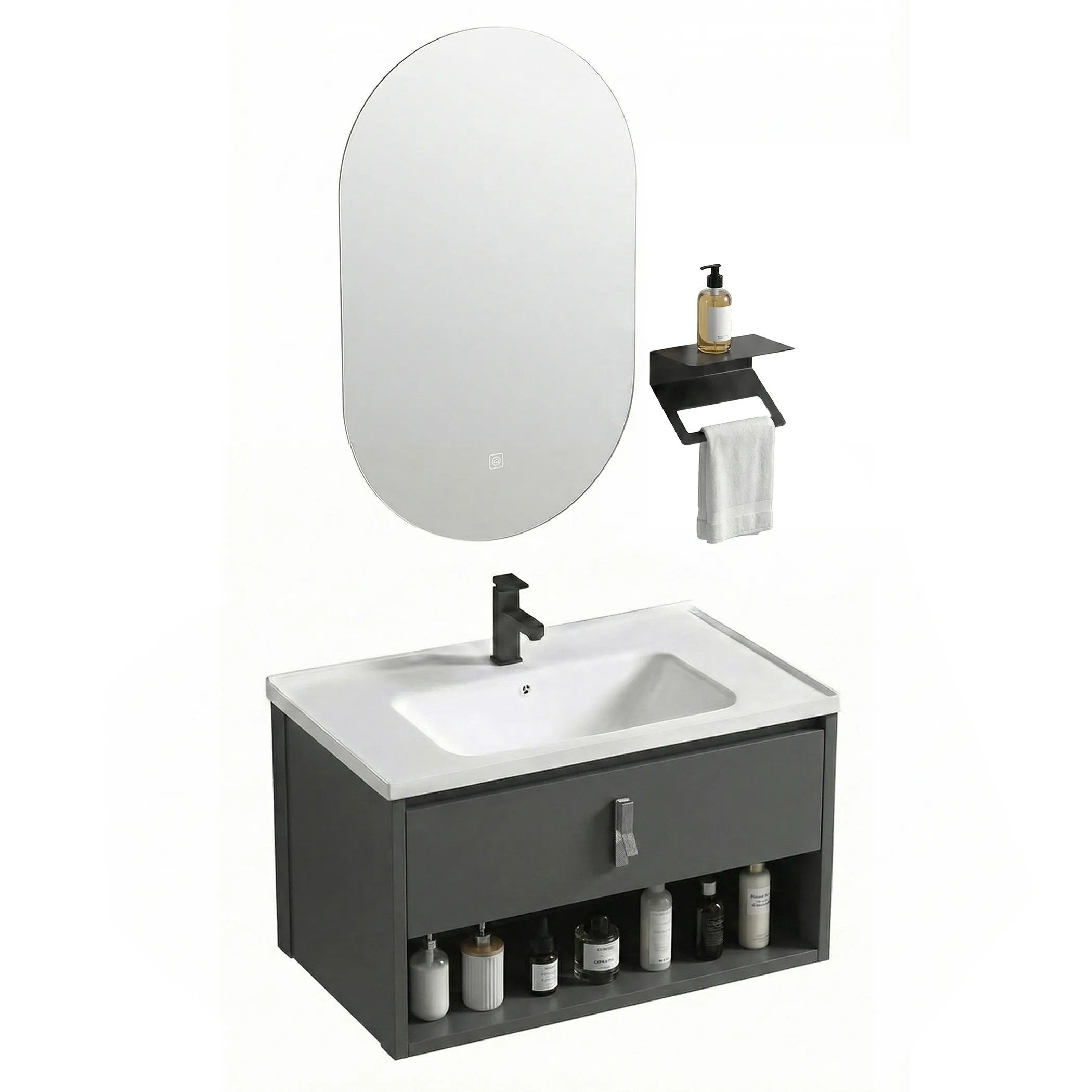 Fürdőszobabútor Szett Mosdóval Toledo 60cm Grey 2