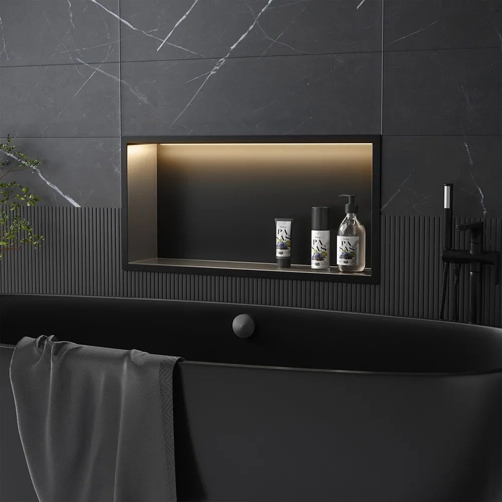 Süllyesztett Fürdőszobai Polc LED 30x60 Black 2