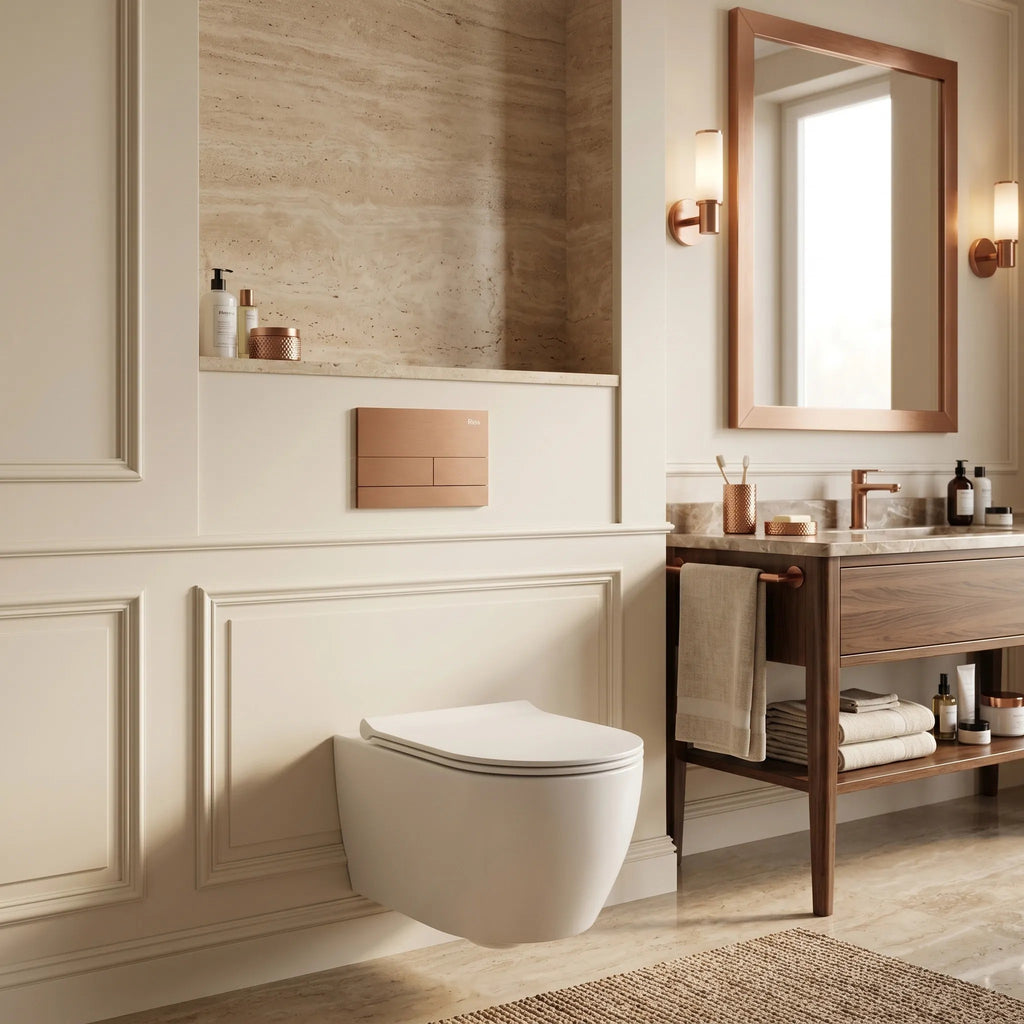 Beépíthető WC Tartókeret Szett Slim 024N T Brush Copper Nyomólappal 2