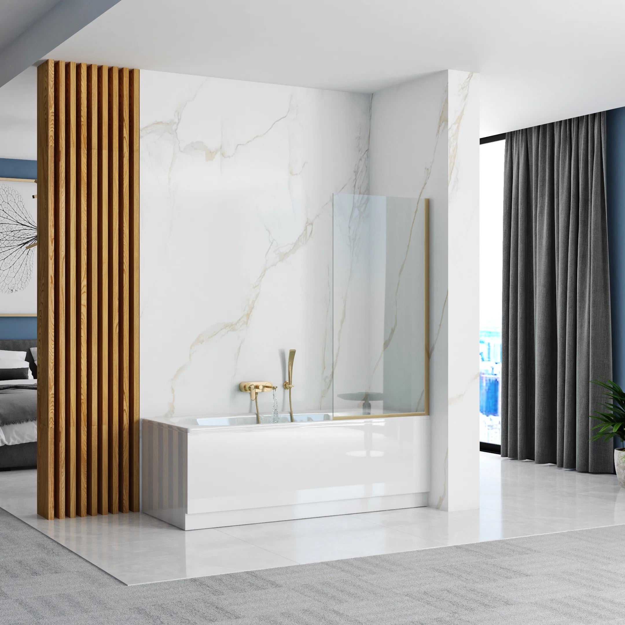 Fürdőkádparaván Rea Elegant Fix Arany 80 Cm 2