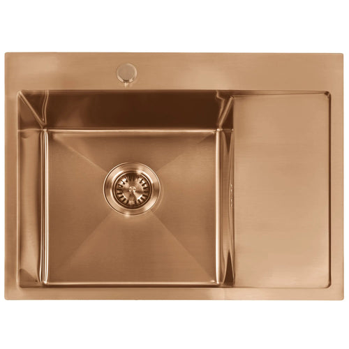 Acél Mosogatótálca Fin BRUSH COPPER Konyhai Csapteleppel 2