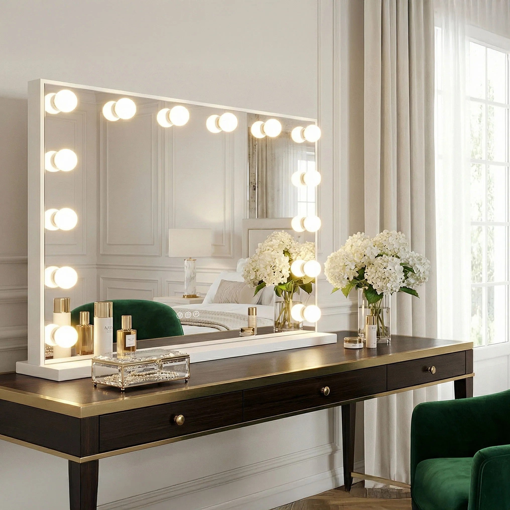 LED Tükör HOLLYWOOD White 80x60 2