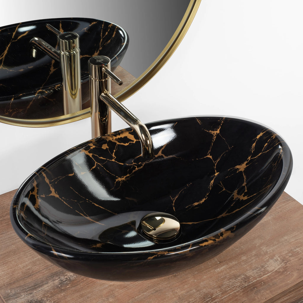 Pultos Mosdó Rea Pamela Black Marble Shiny 2
