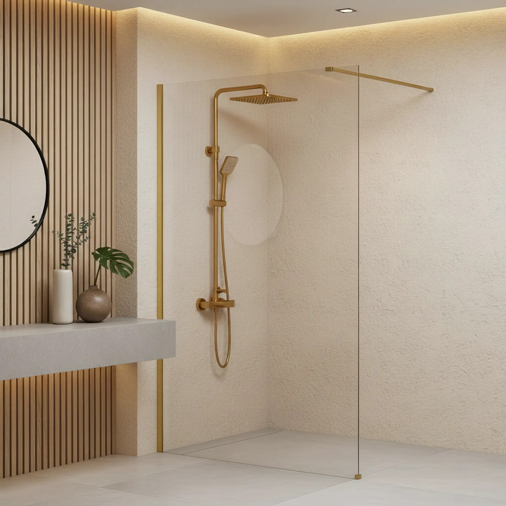 Zuhanyfal Rea Flexi Transparent / Brush Gold 110 2