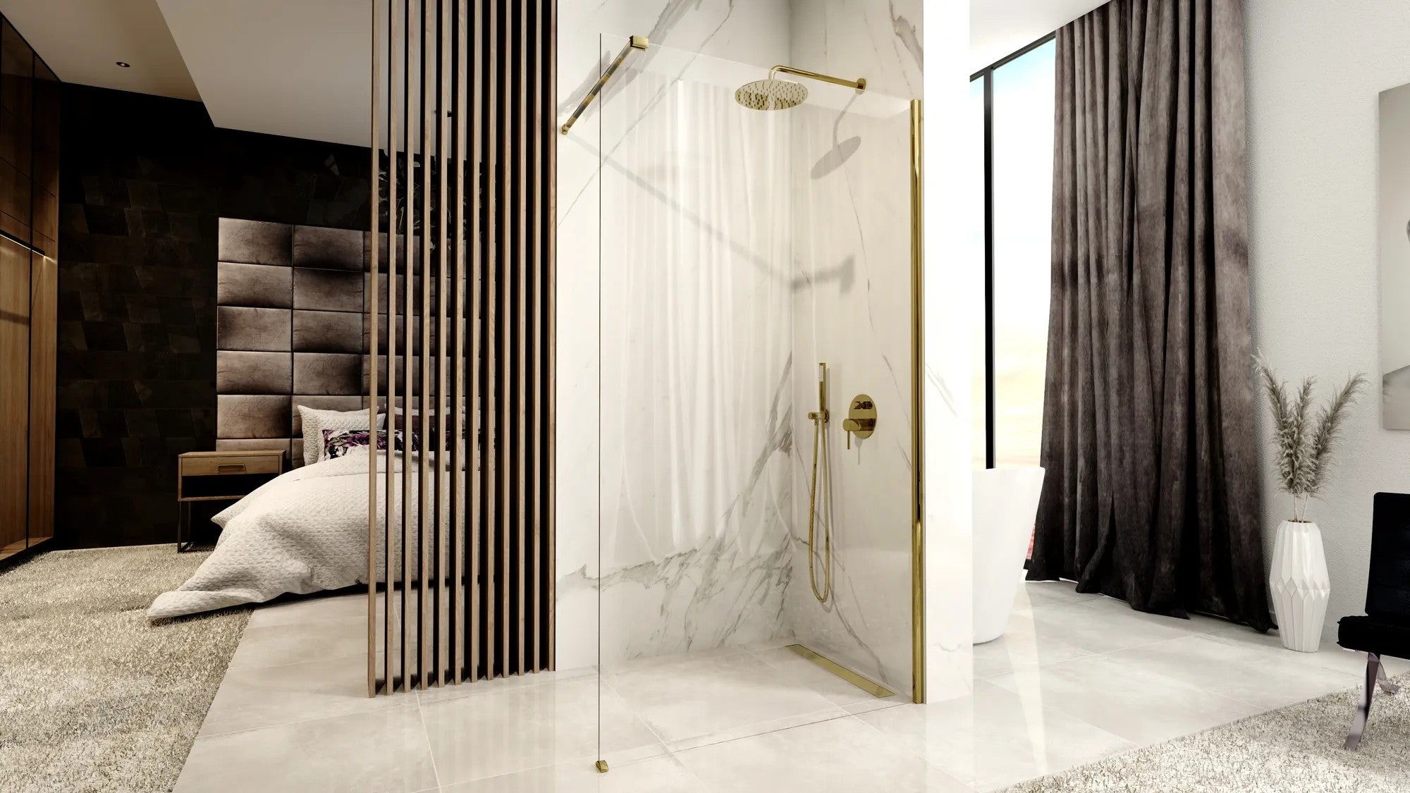 Zuhanyfal Rea Aero Gold 110 Walk In 2