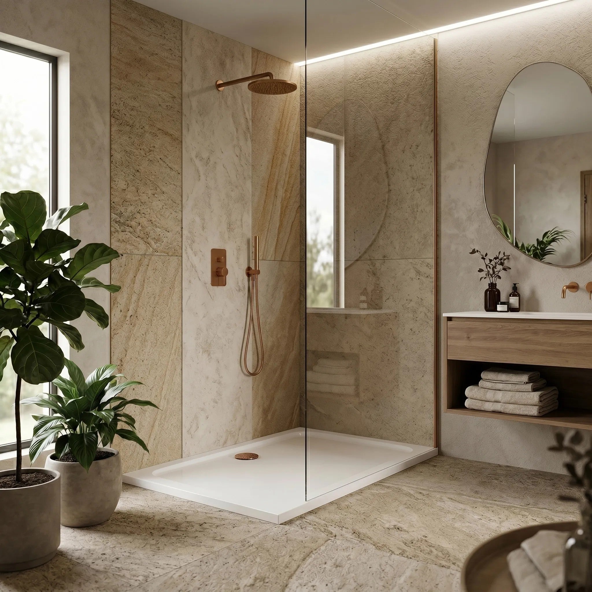 Zuhanytálca Rea Belmond White 90x120 Brush Copper 2
