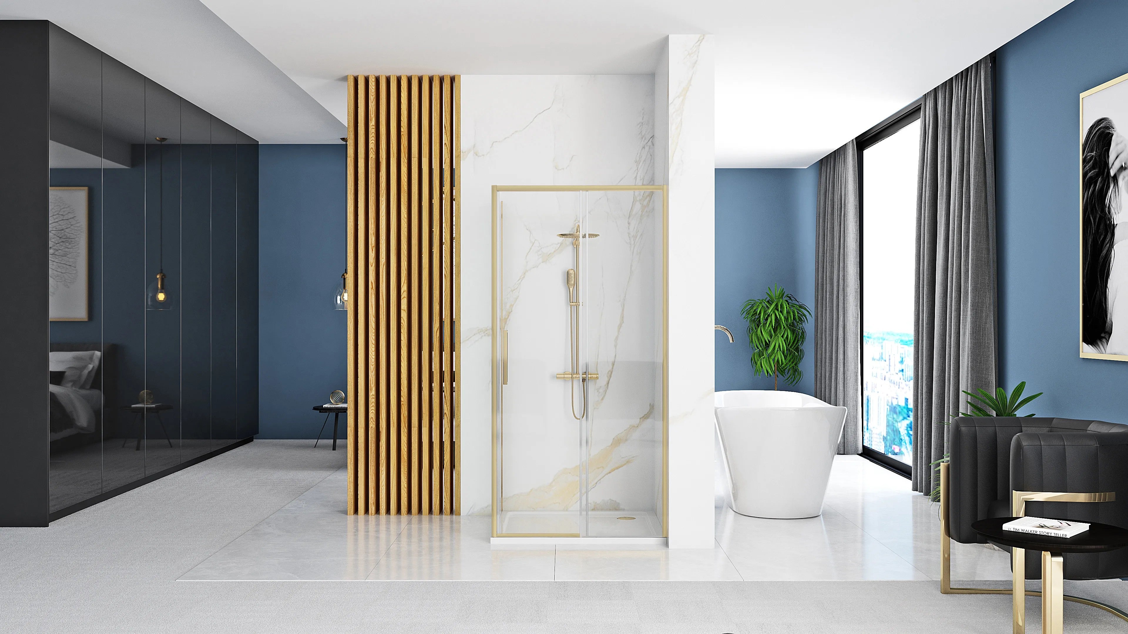 Zuhanykabin Rapid Slide Gold Brush Ajtó: 150 Fal: 90 2