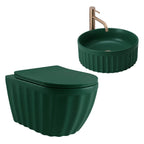 Szett: Fali WC Csésze + Pultra Szerelhető Mosdókagyló Rea Duo Matcha Matt 2
