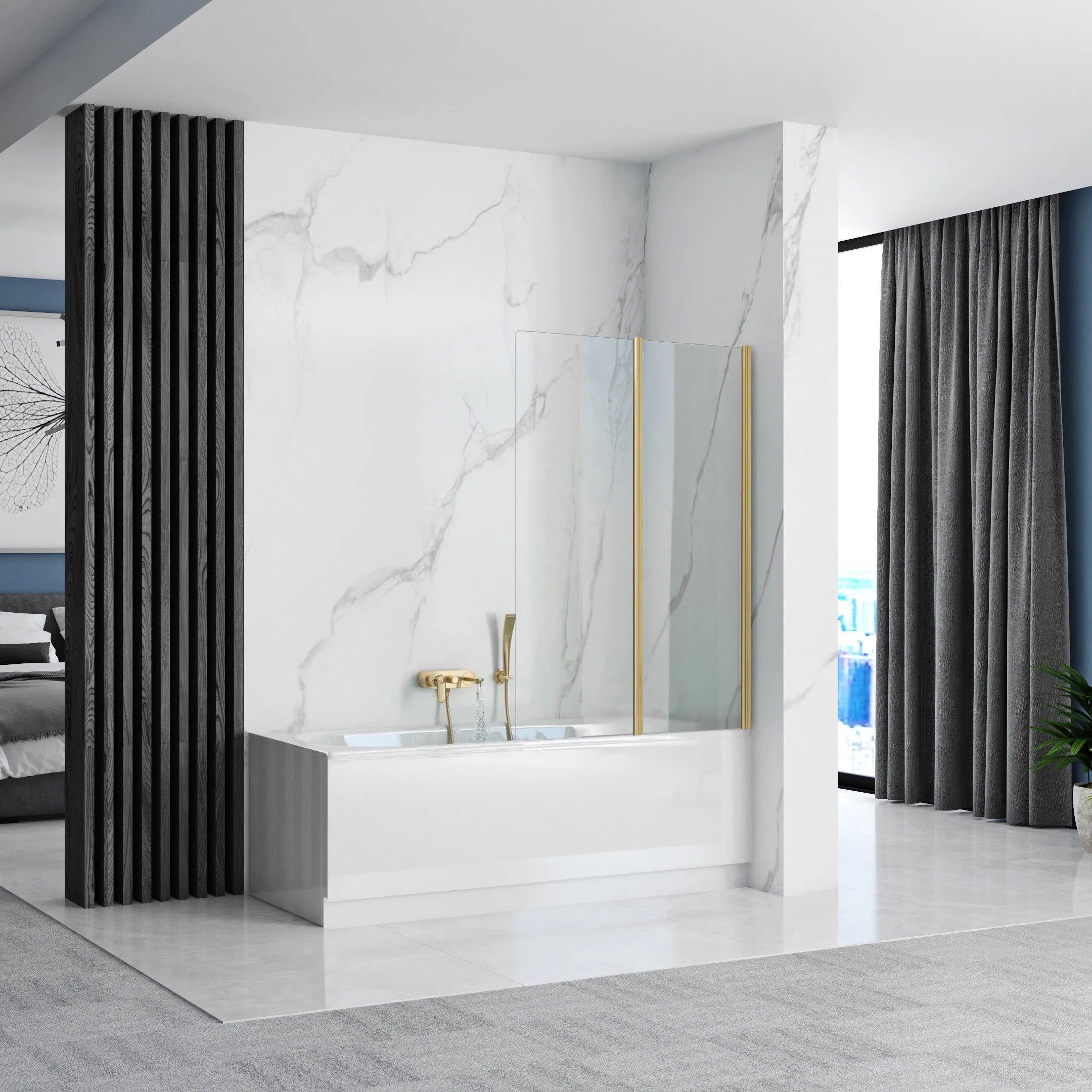 Fürdőkádparaván Rea Agat-2 100 Cm BRUSH GOLD 2