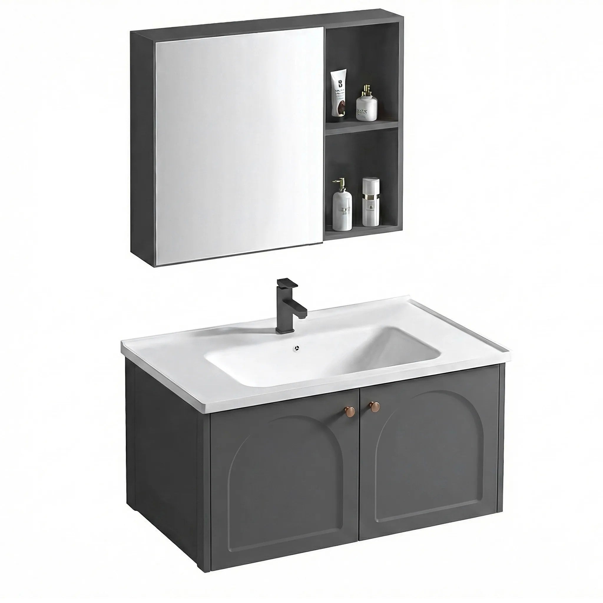 Fürdőszobabútor Szett Mosdóval Denver 80cm Grey 2