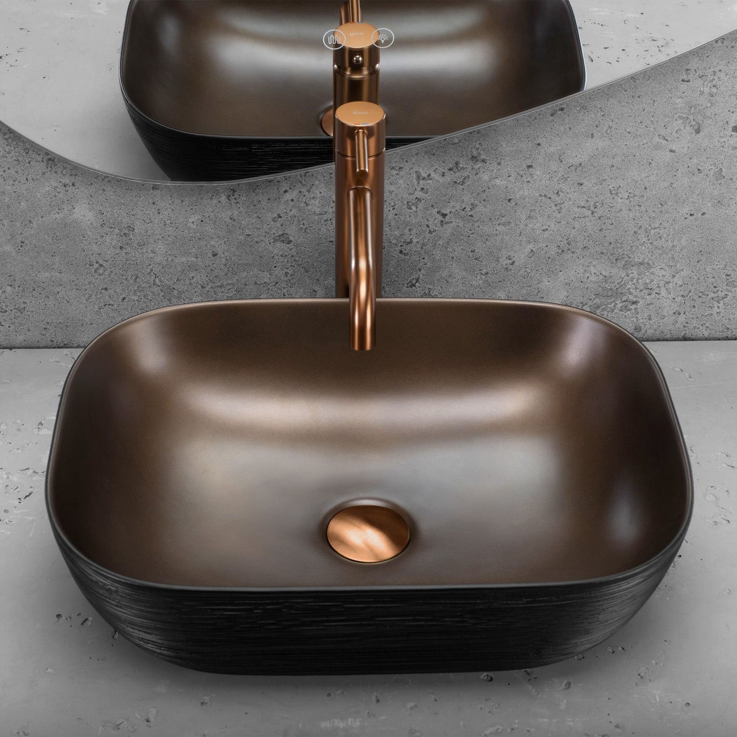 Pultos Mosdókagyló Rea Belinda Copper Brush / Black 4