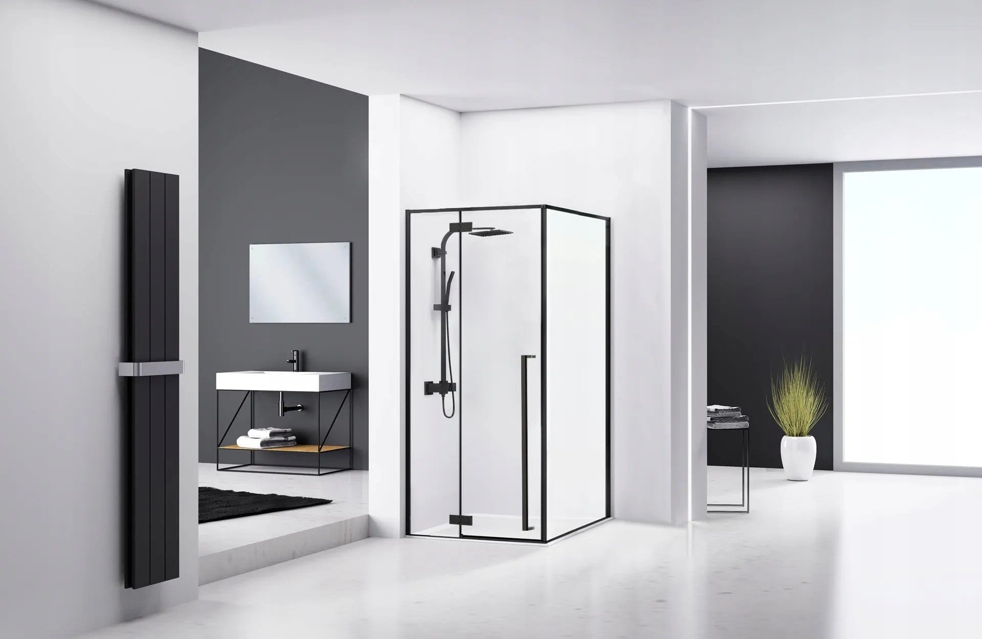 Zuhanykabin Rea Fargo 100x80 Balck Mat Zuhanytálca Nélkül 3