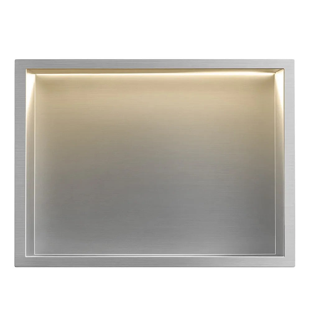 Süllyesztett Fürdőszobai Polc LED 30x45 Steel Brush 3