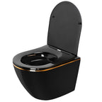 Felfüggesztett WC-csésze Rea CARLO Mini Rimless Duroplast Flat Black Gold Edge 3