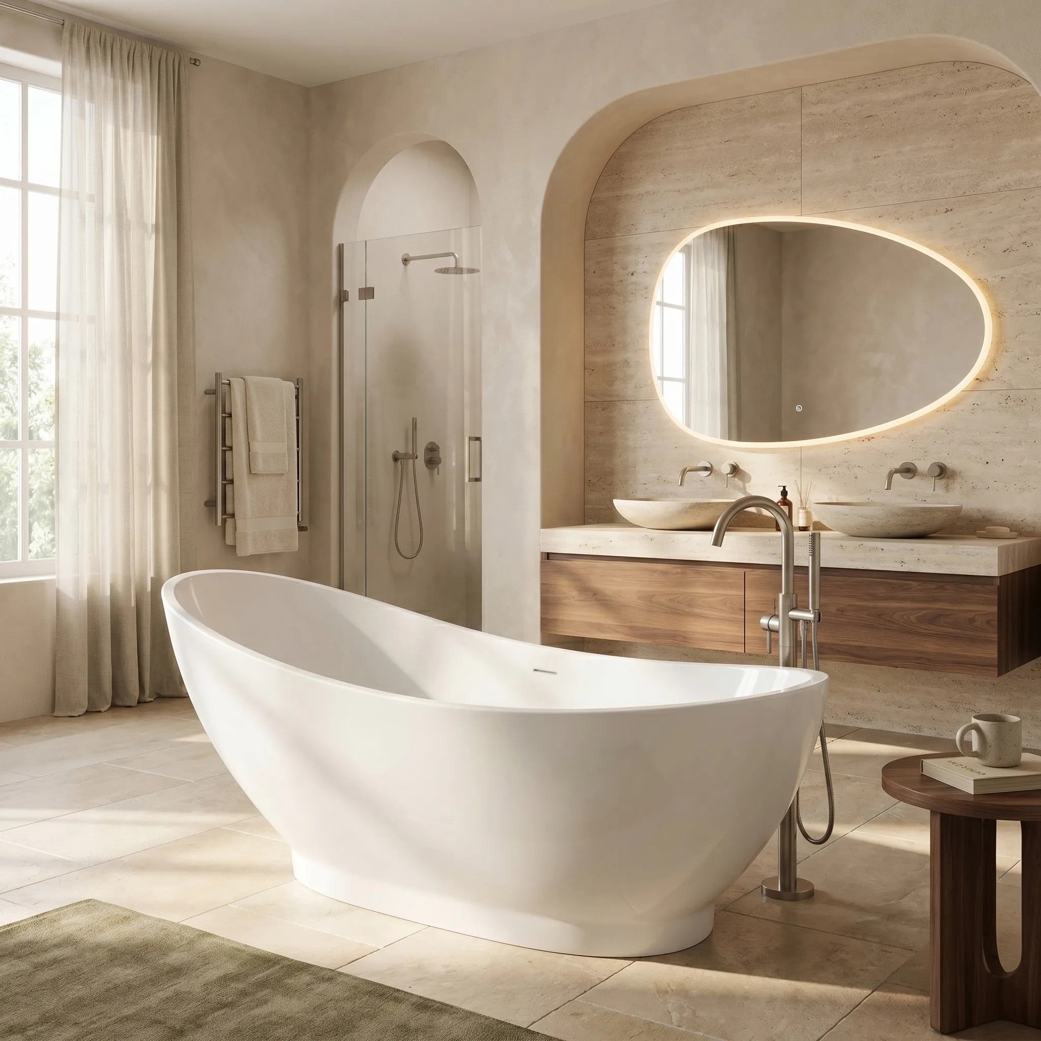 Szabadon Álló Kád Rea Sorento 180 Szálcsiszolt Réz Dugófedél 3