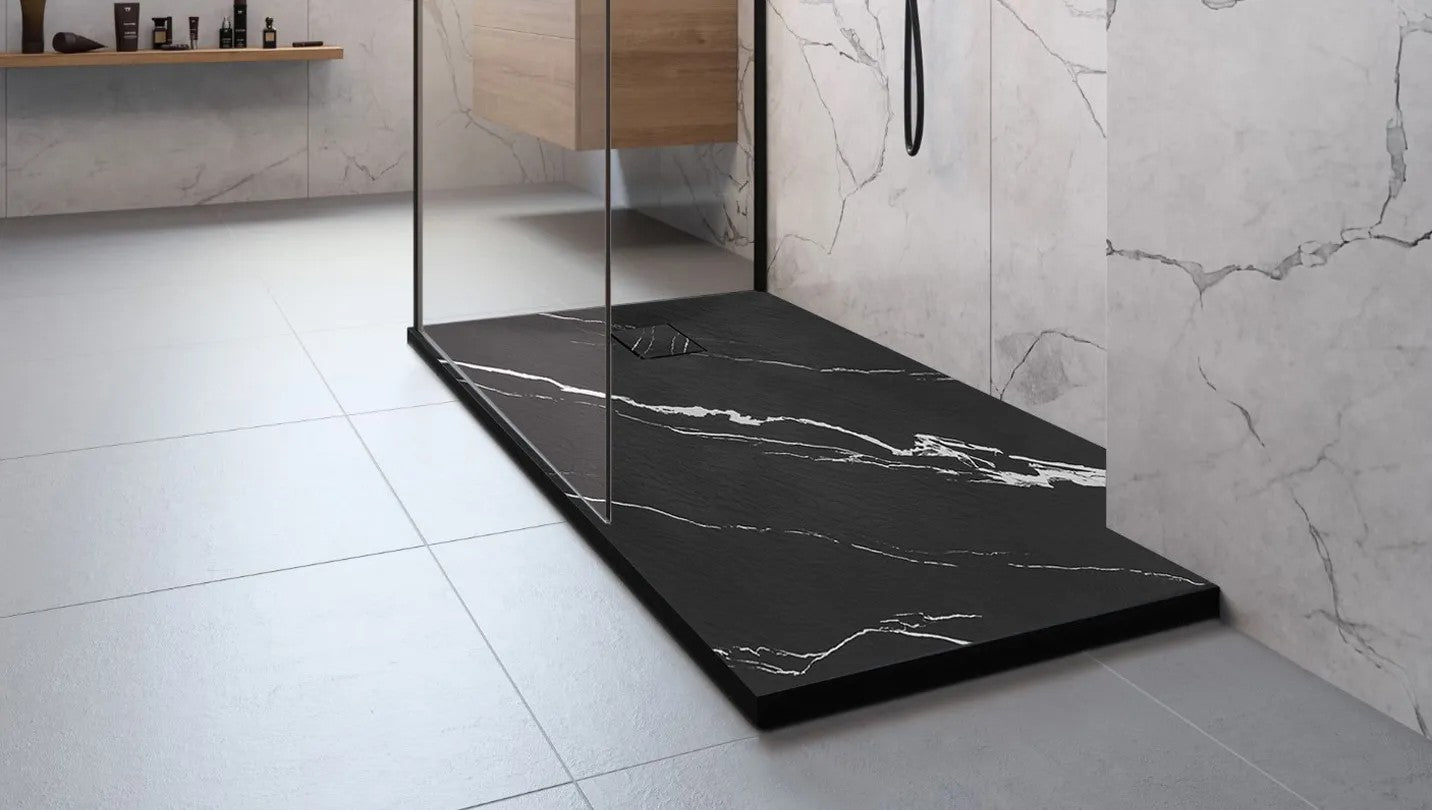 Zuhanytálca Magnum CARRARA BLACK 90x90 3
