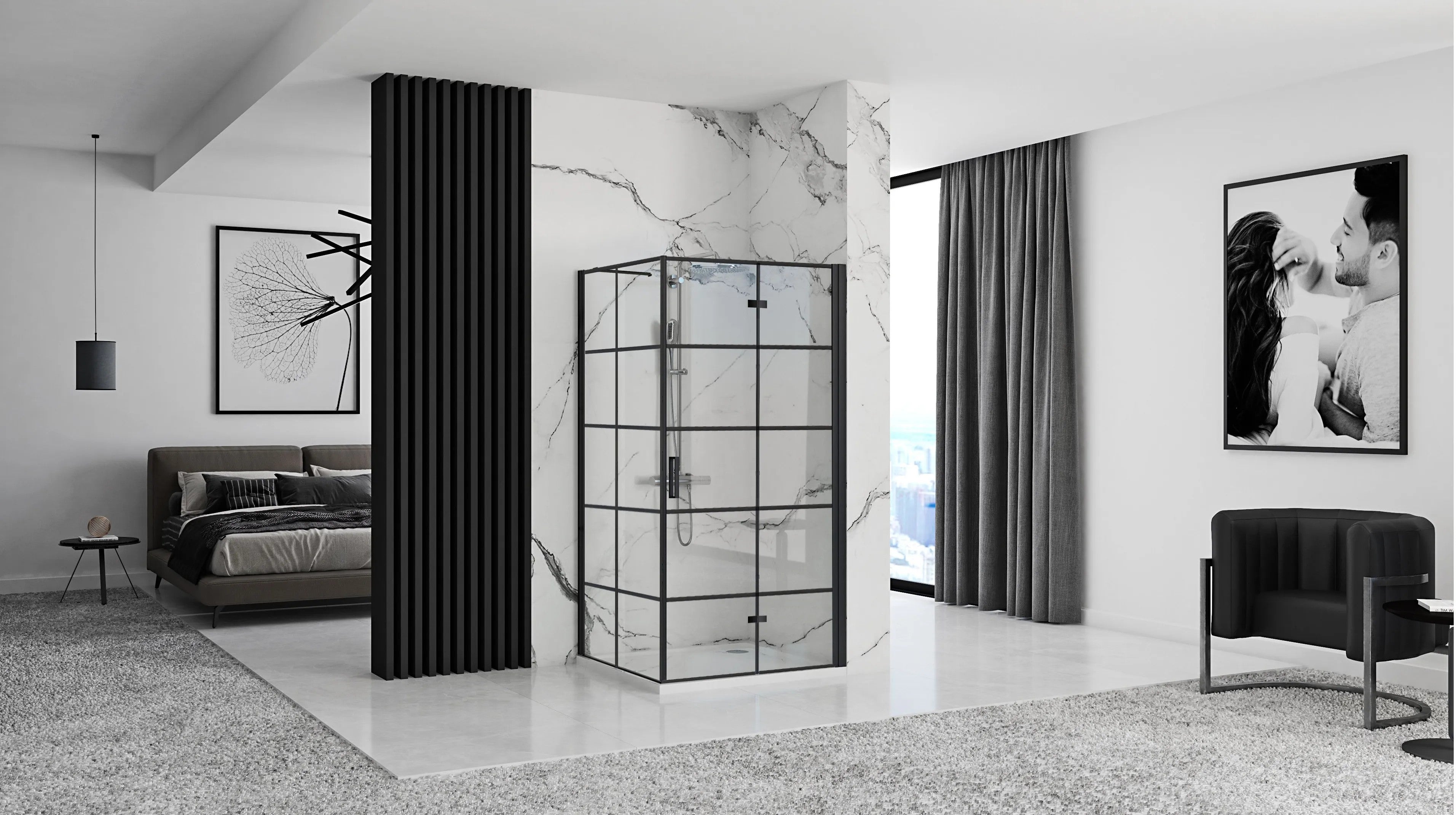Zuhanykabin Rea Molier Black 90x80 3