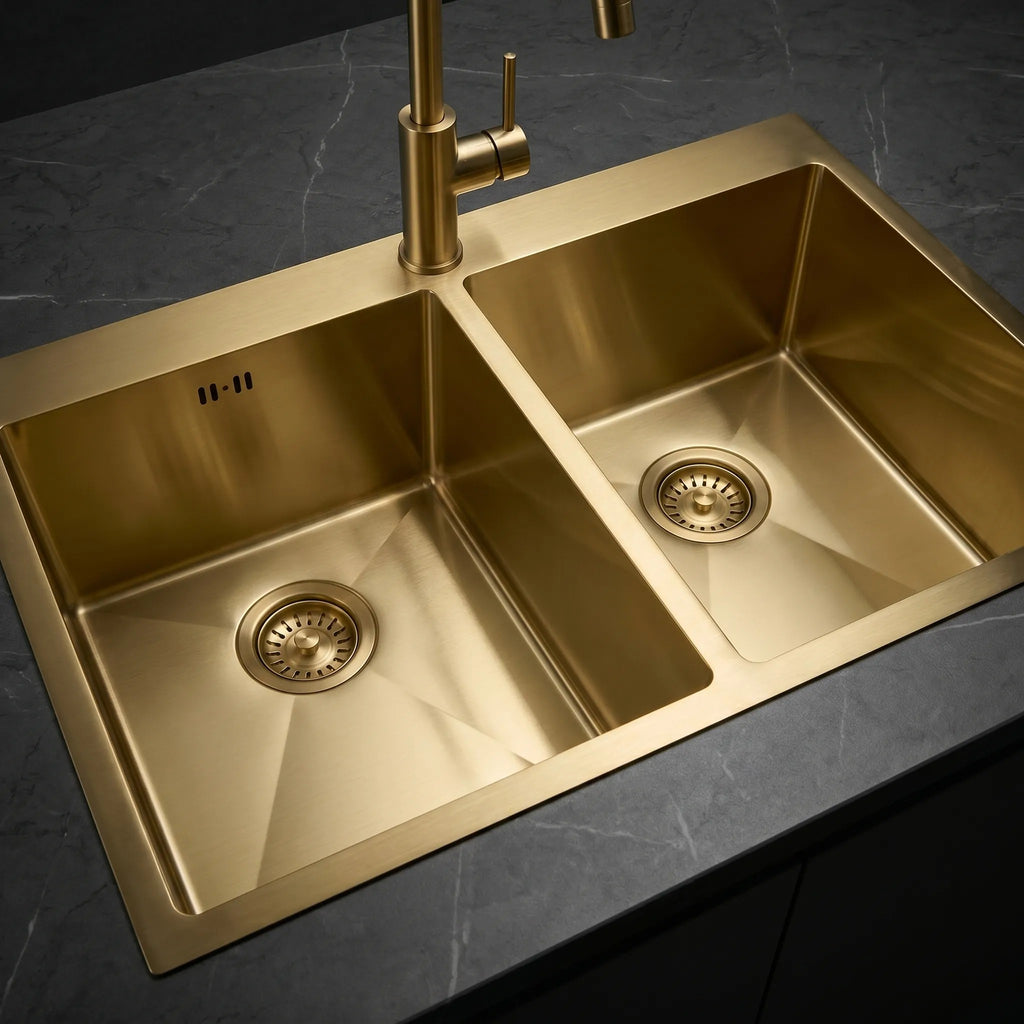 Acél Mosogatótálca Joel BRUSH GOLD Konyhai Csaptelep Nélkül 3