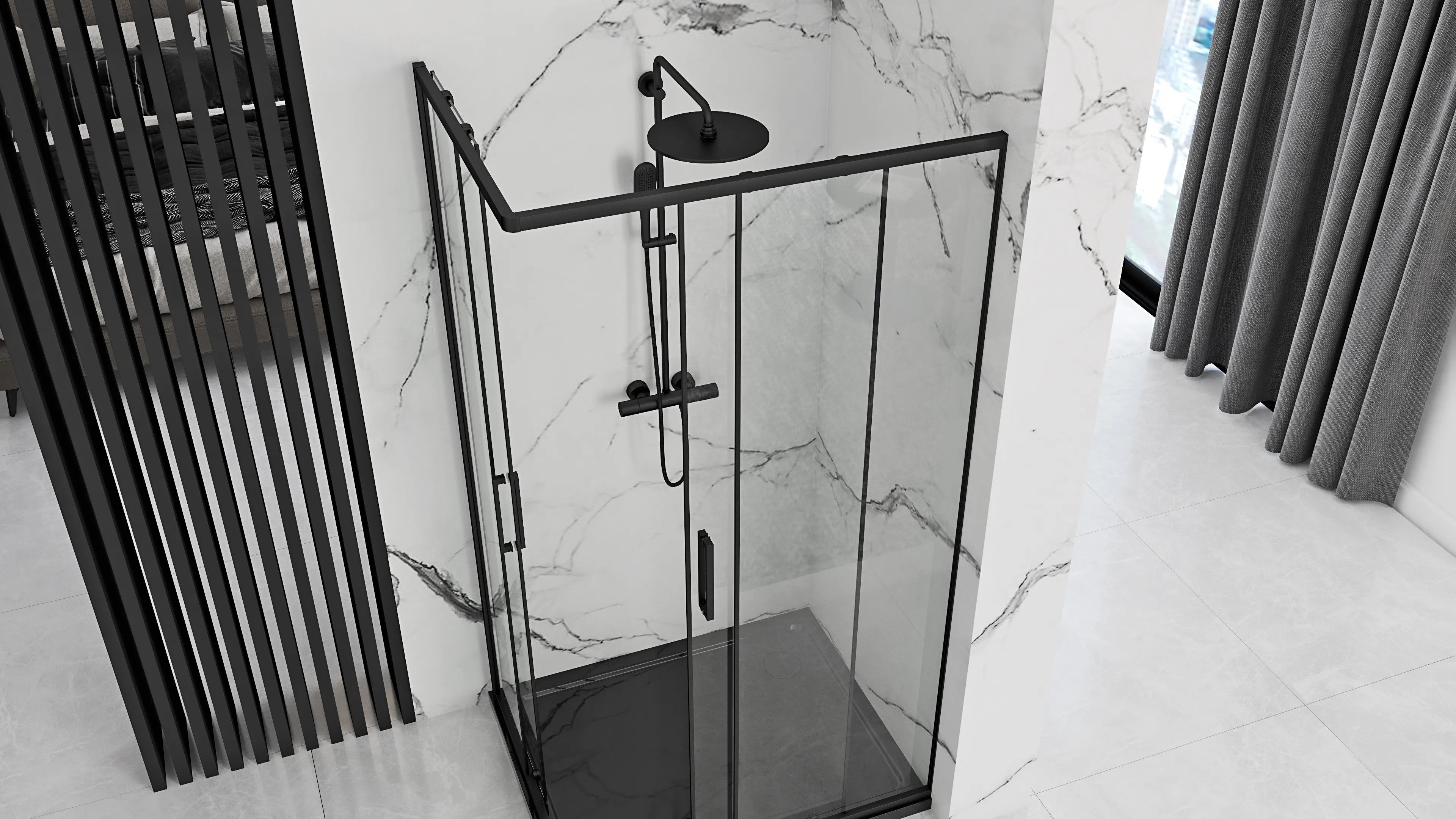 Zuhanykabin Rea Punto Black 80x100 Fehér Savoy Zuhanytálcával 3