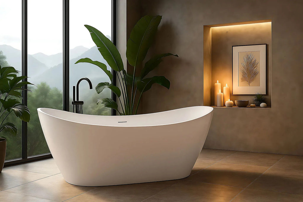 Szabadon Álló Fürdőkád Rea Ferrano 170 Szálcsiszolt Réz Dugófedél 3
