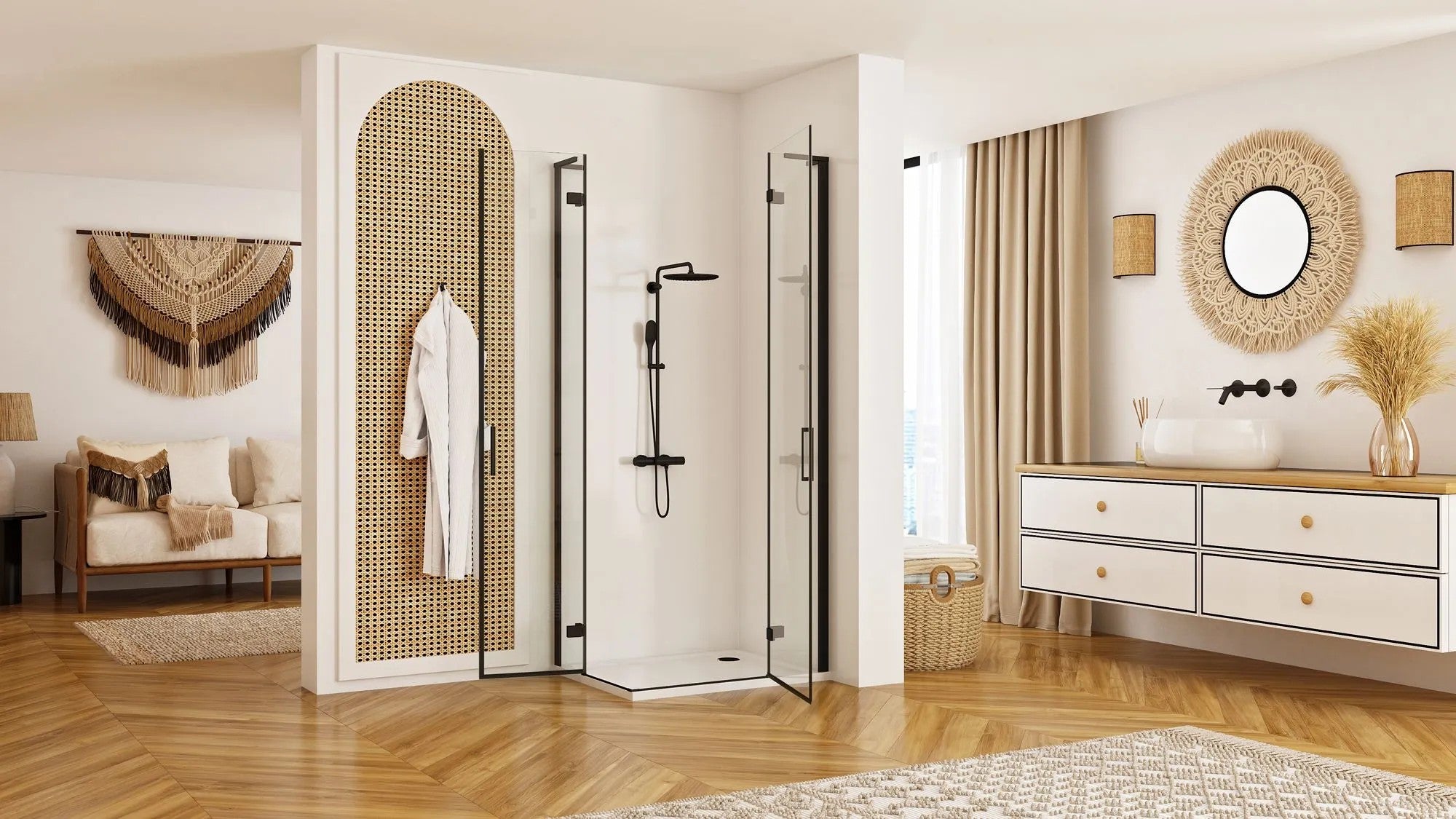 Zuhanykabin REA Hugo Double Black 80x80 3