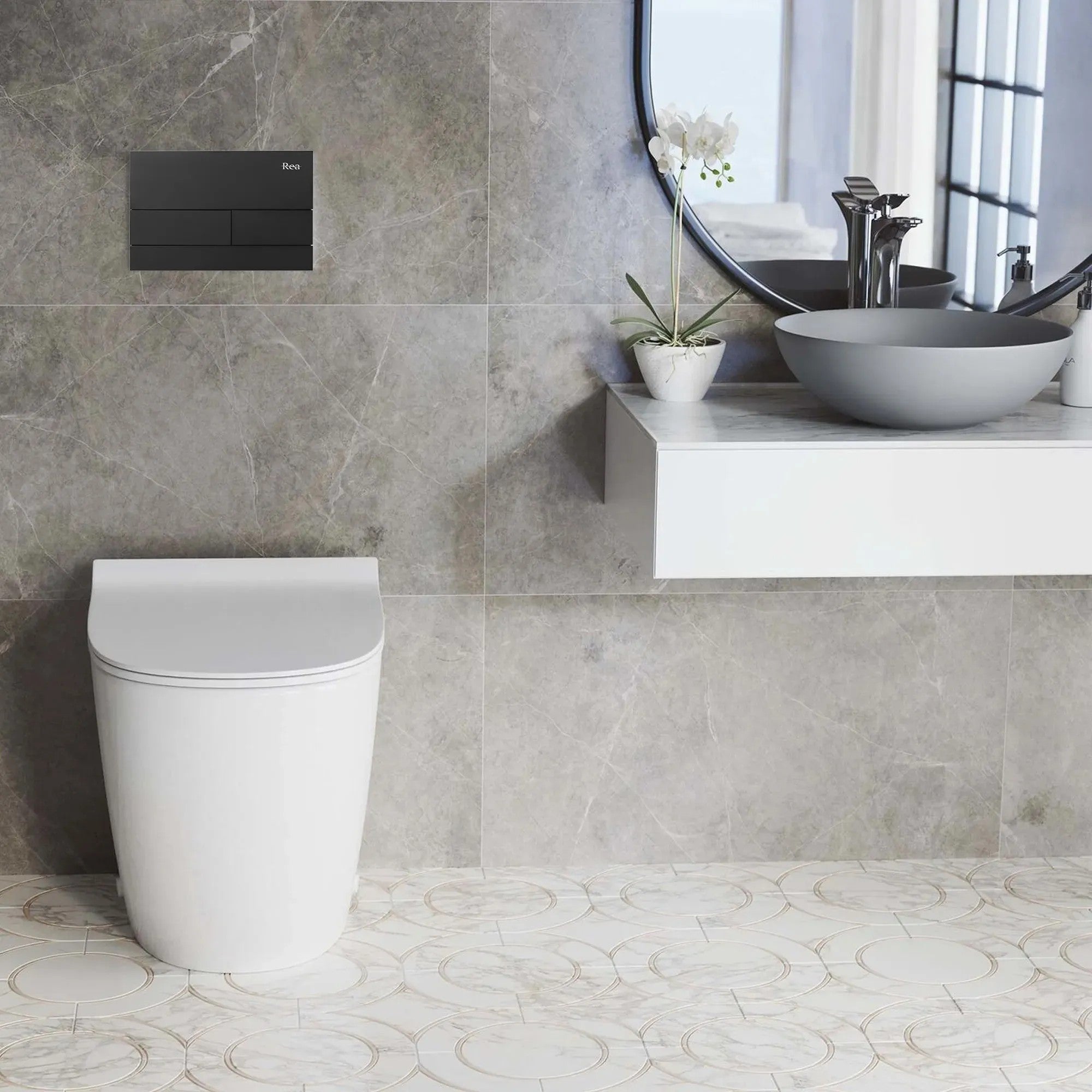 WC Öblítő Gomb K011A-Q És Slim024N Rea T Black Matt 3