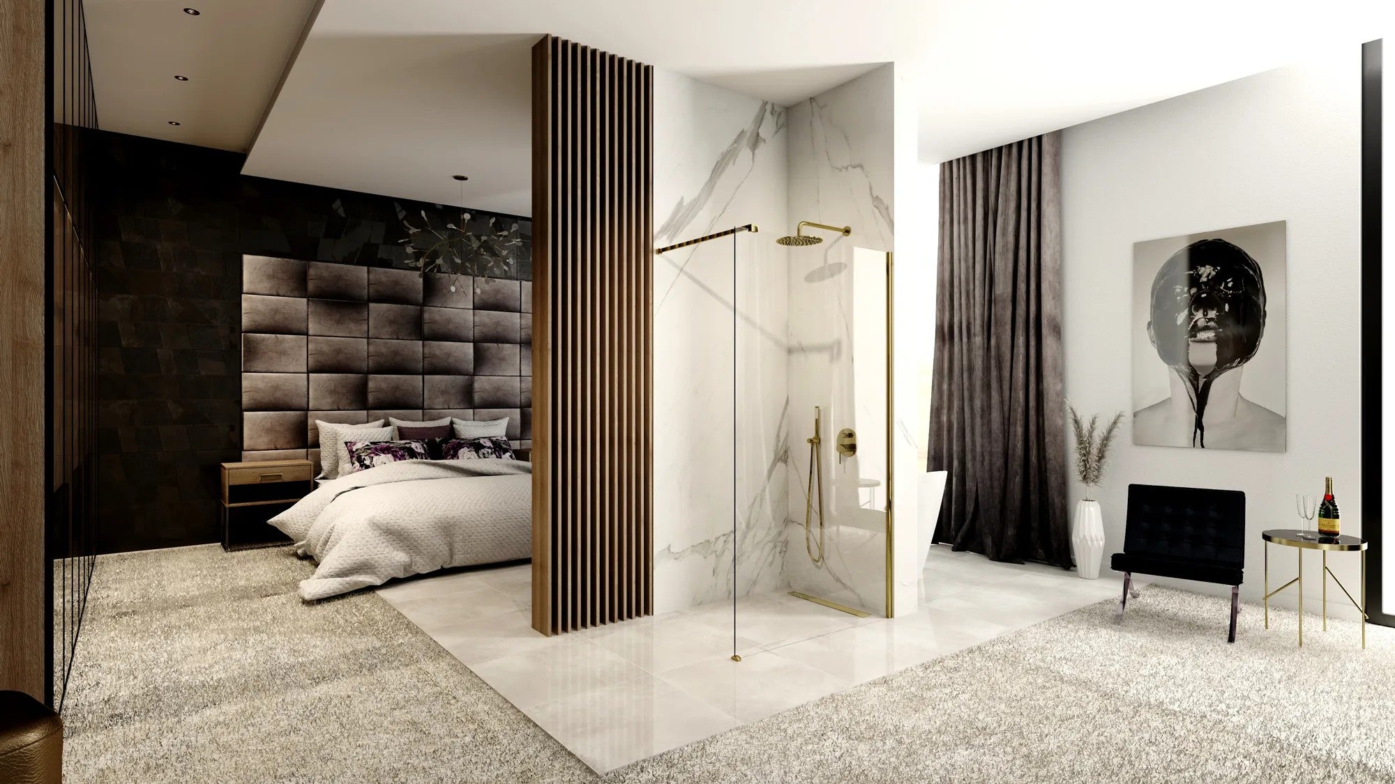 Zuhanyfal Rea Aero Gold 110 Walk In 3