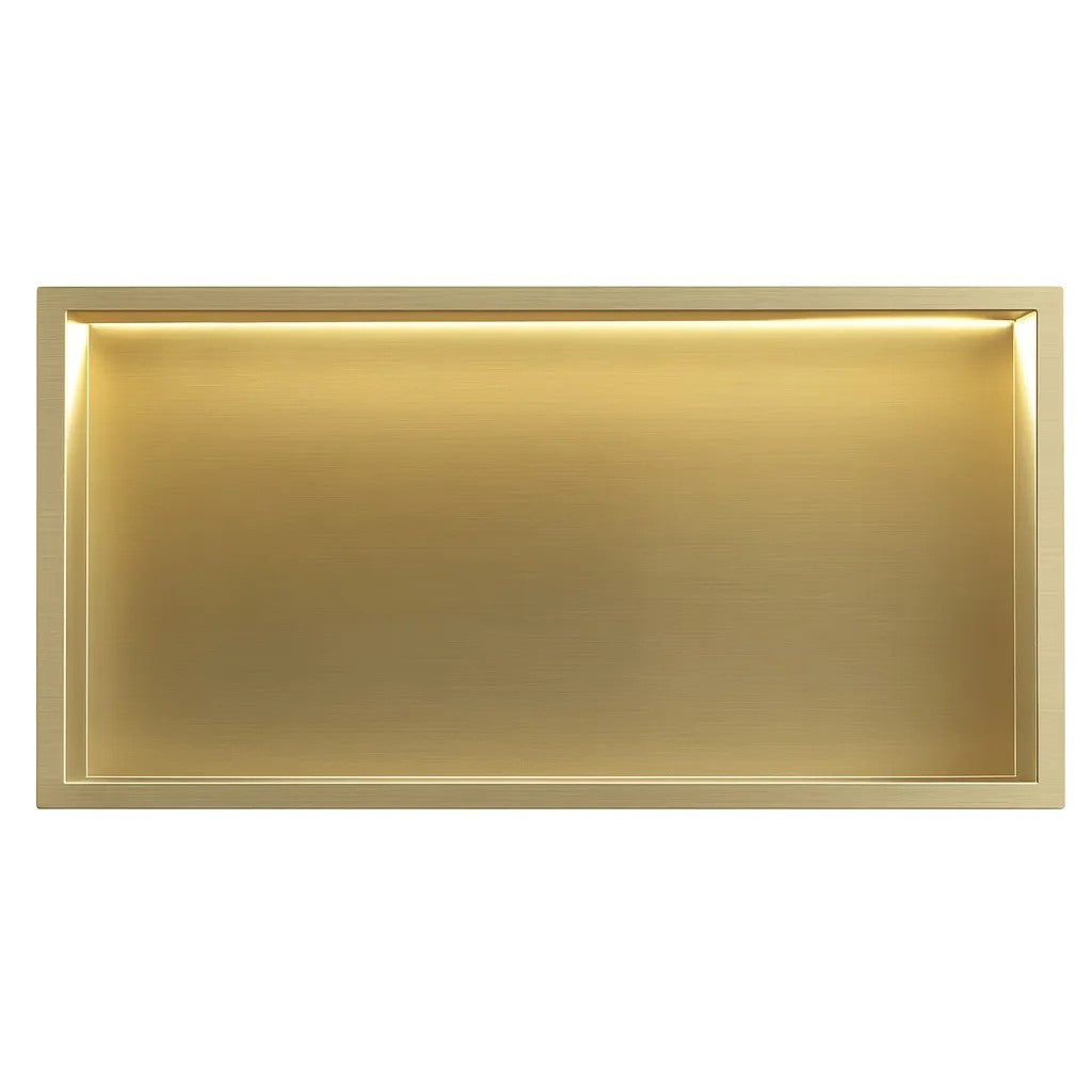 Süllyesztett Fürdőszobai Polc LED 30x60 Brush Gold 3