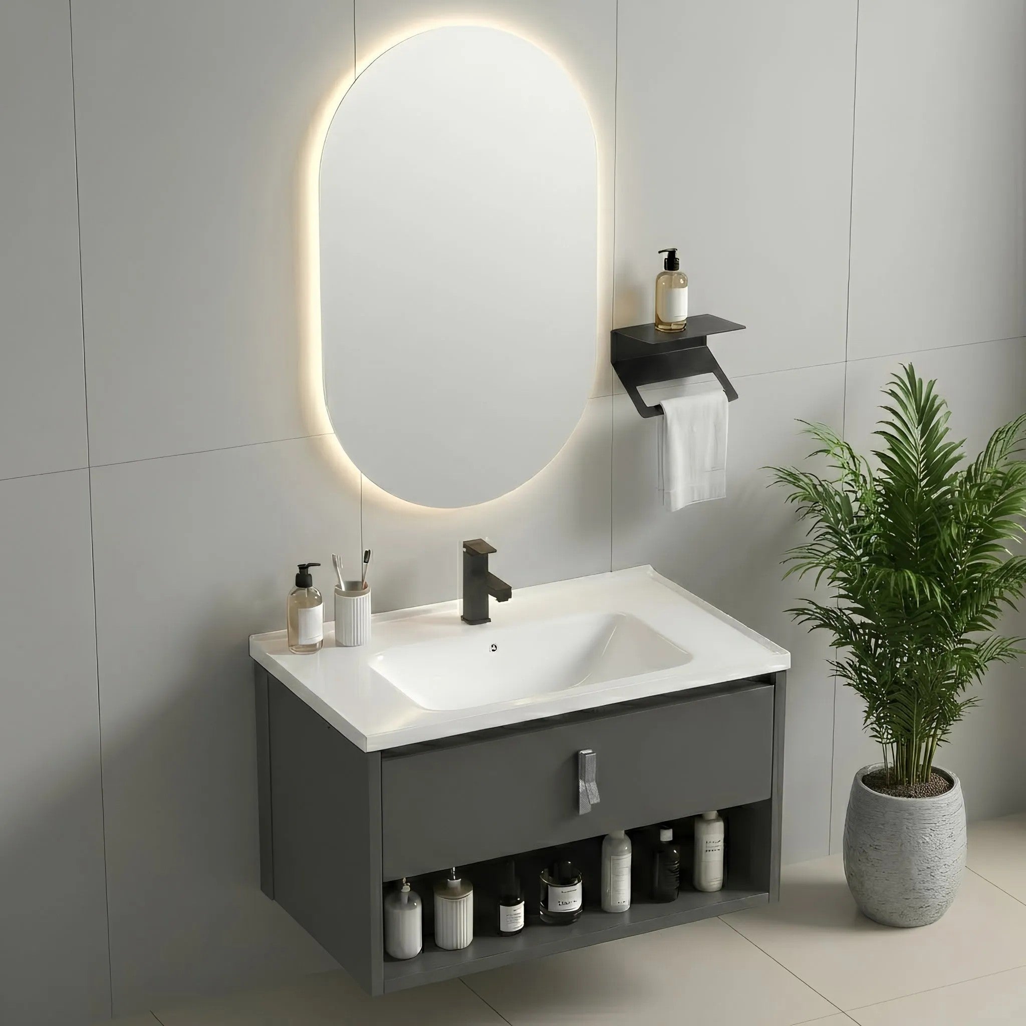 Fürdőszobabútor Szett Mosdóval Toledo 60cm Grey 3
