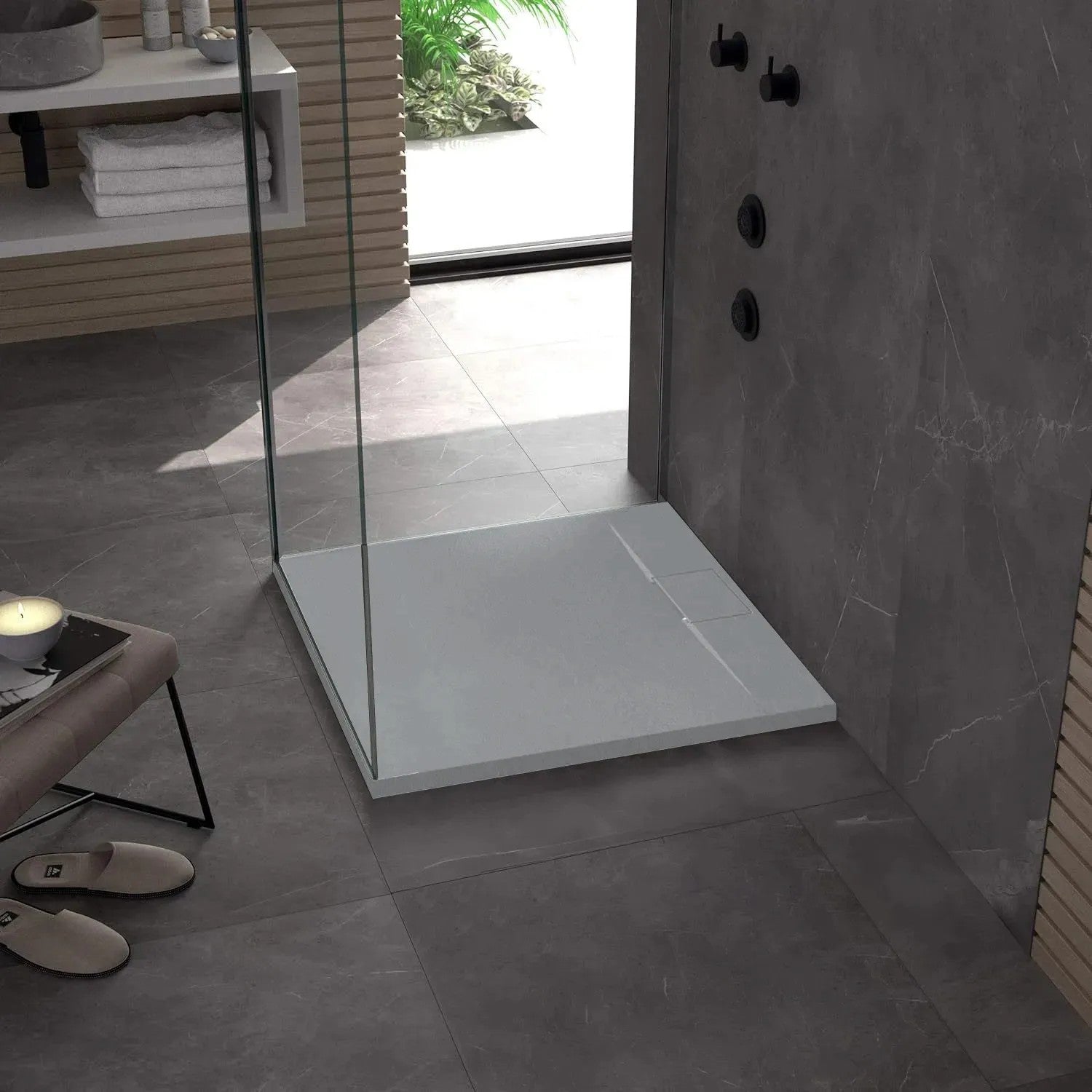 Zuhanytálca Bazalt Grey 90x90 3